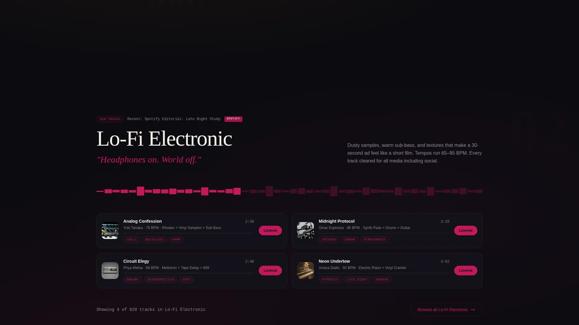 Music Publishing Catalog Landing Page Template
