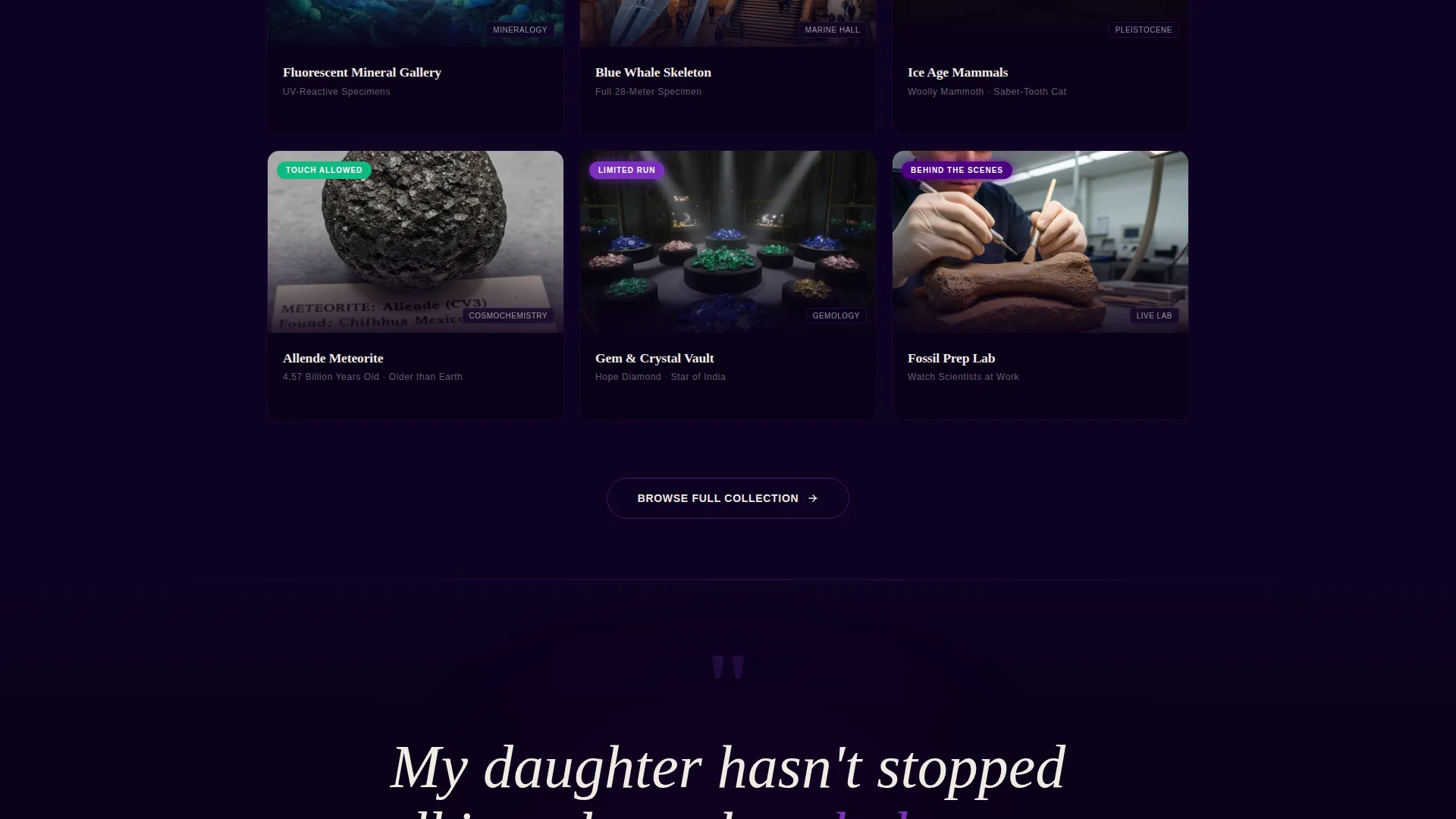 Natural History Museum Landing Page Template