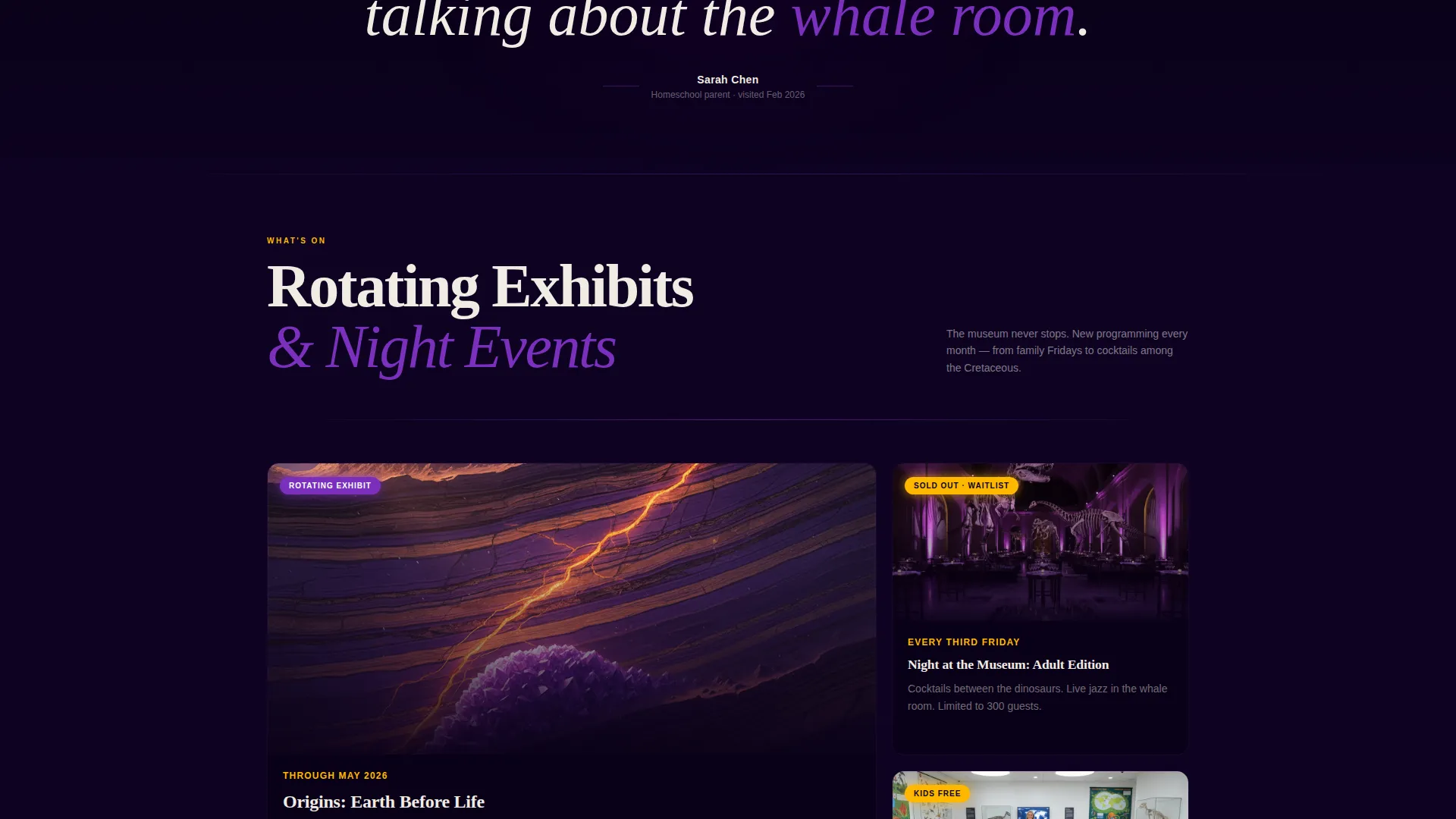Natural History Museum Landing Page Template