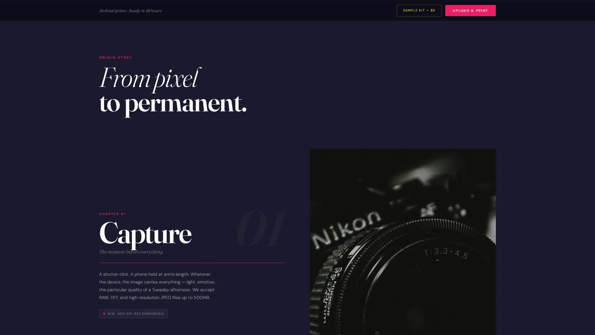 Photo Printing Studio Landing Page Template
