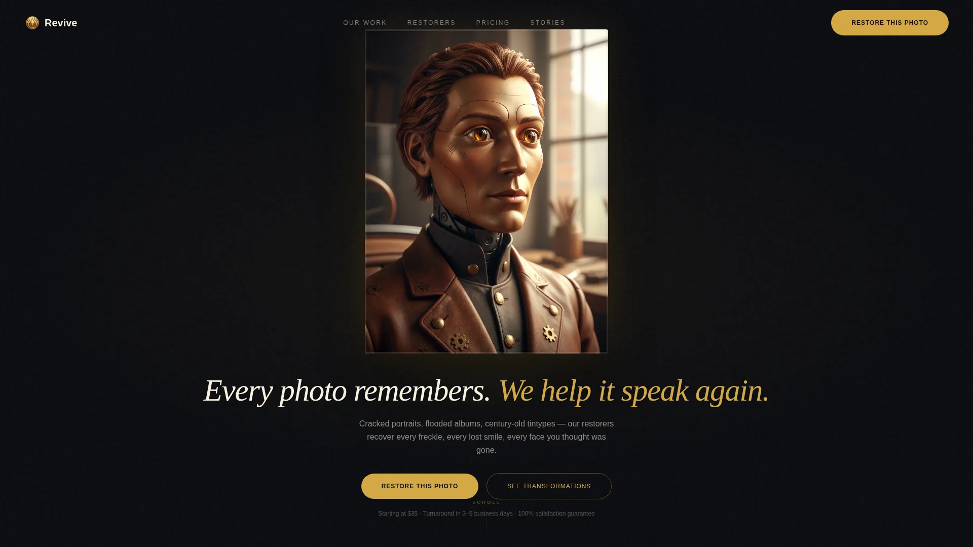 Photo Restoration Service Landing Page Template