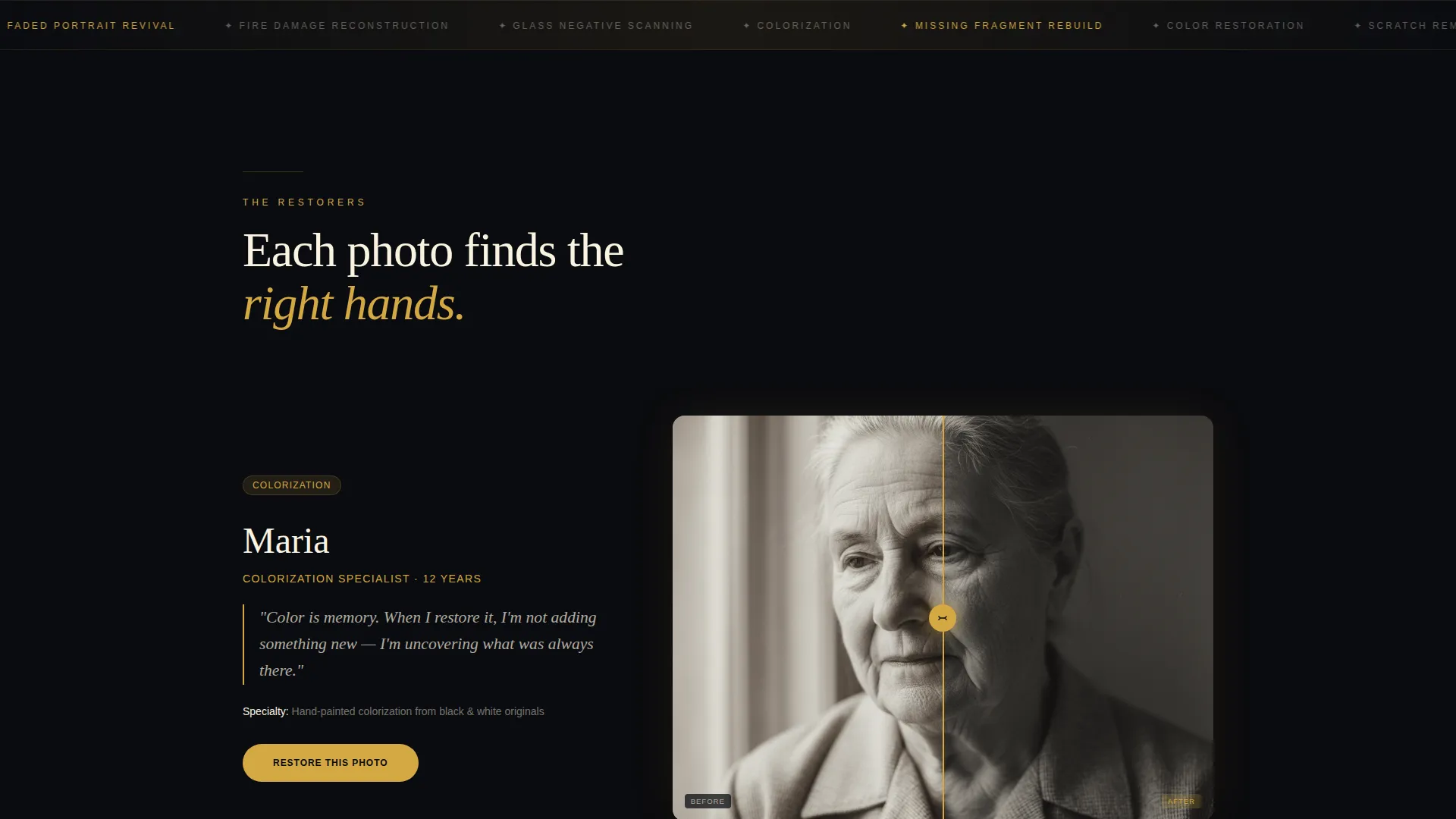 Photo Restoration Service Landing Page Template