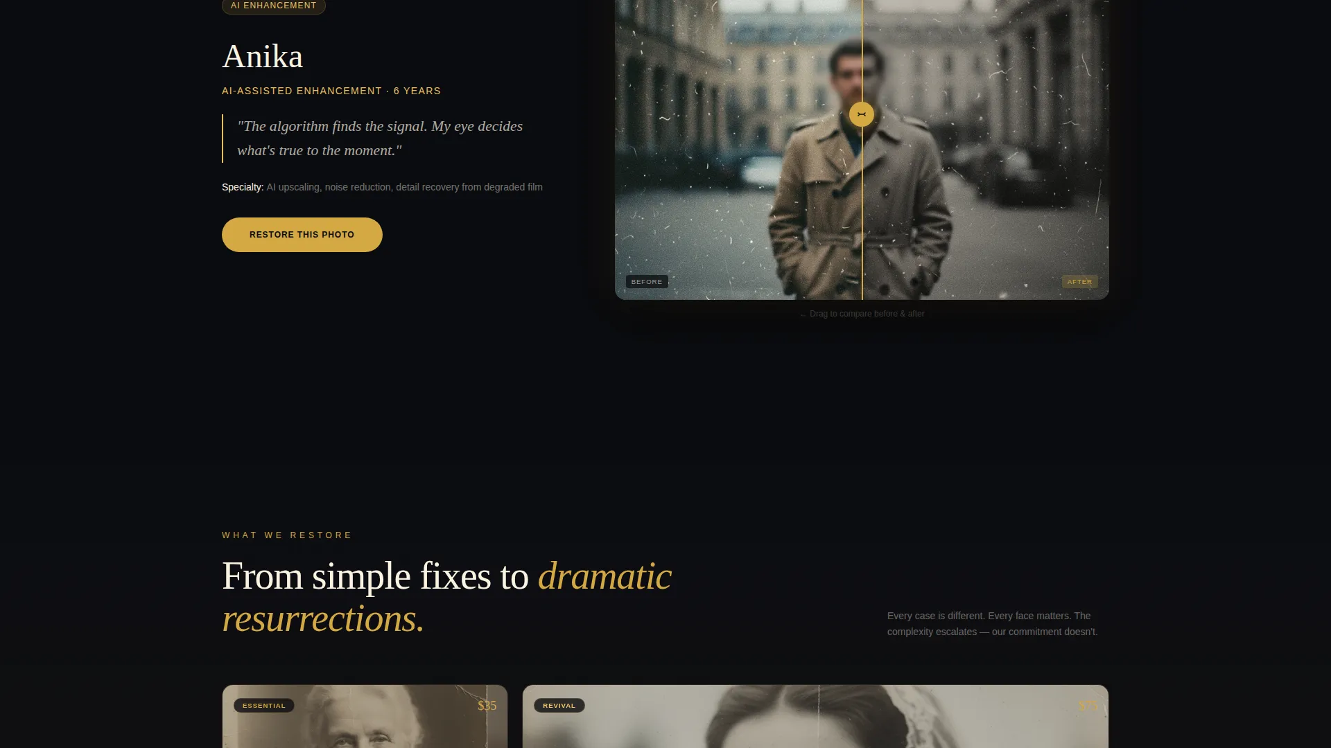 Photo Restoration Service Landing Page Template