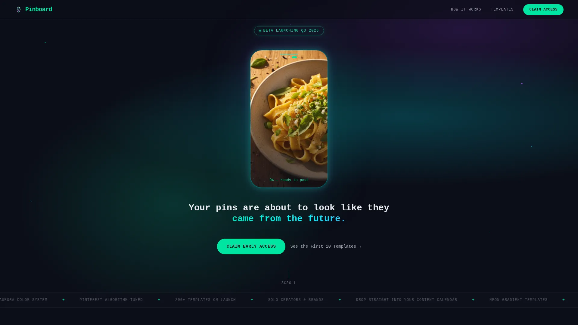 Neon Pinterest Landing Page Template for Creators