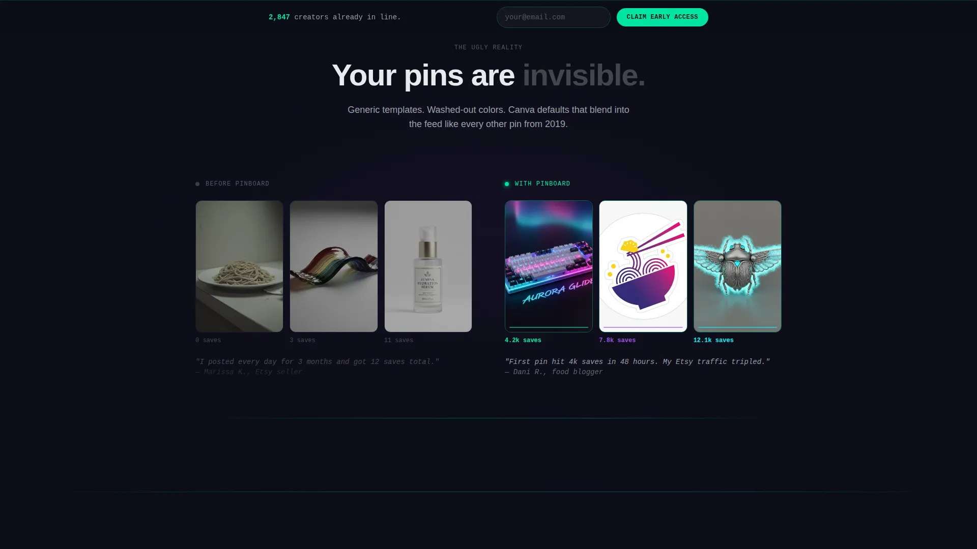 Neon Pinterest Landing Page Template for Creators