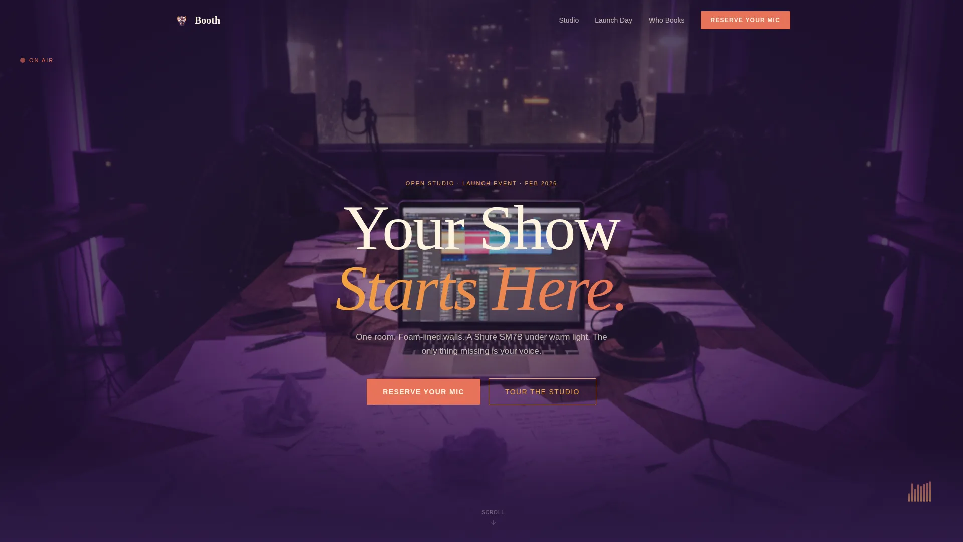 Podcast Studio Event Registration Landing Page