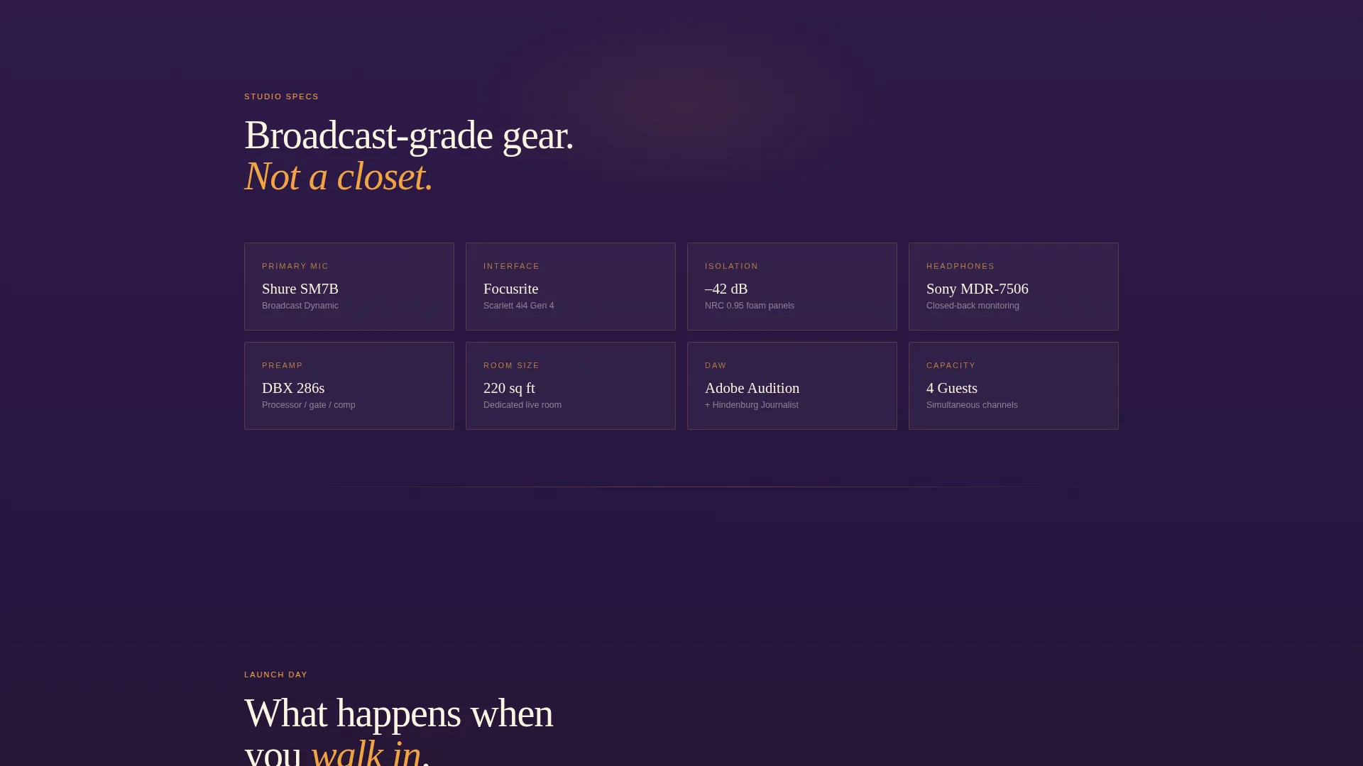 Podcast Studio Event Registration Landing Page