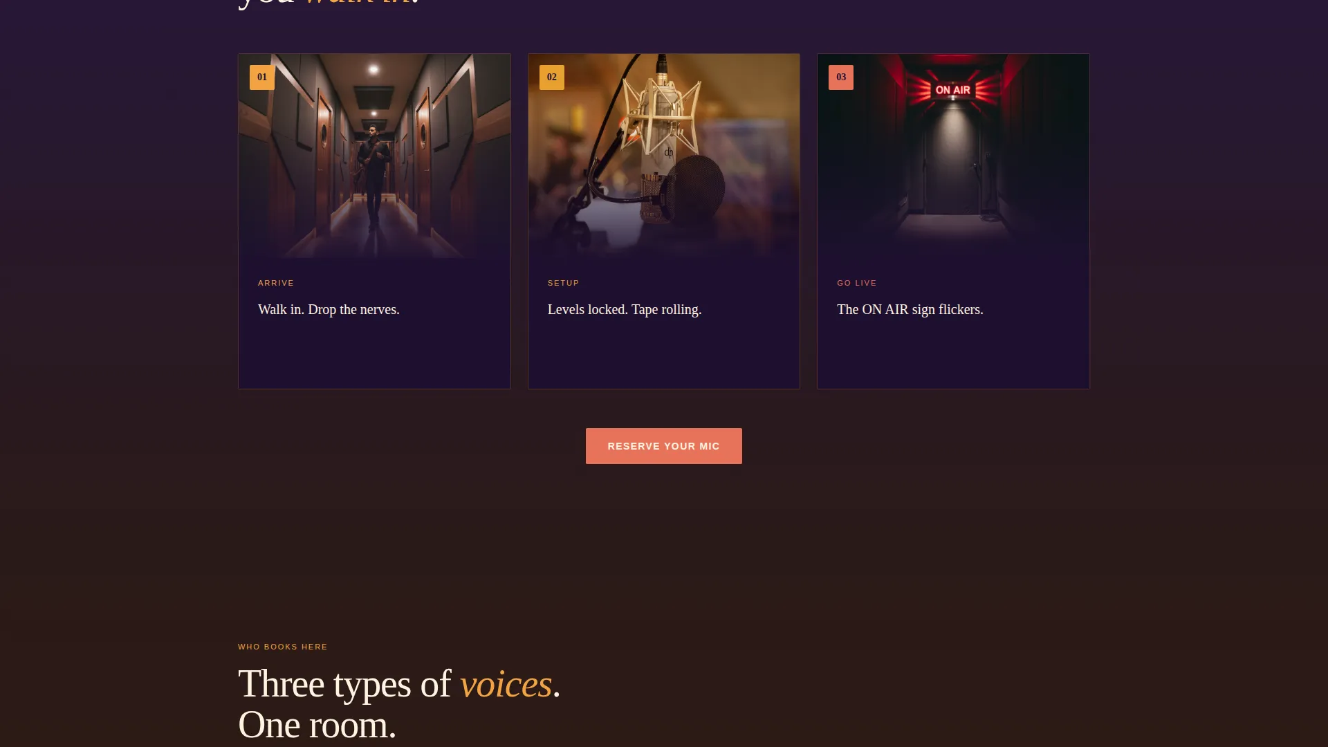 Podcast Studio Event Registration Landing Page