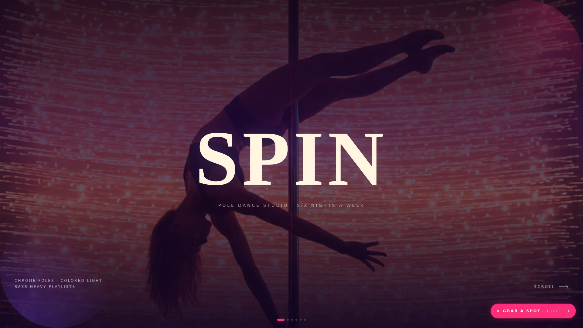 Electric Pole Dance Studio Landing Page Template