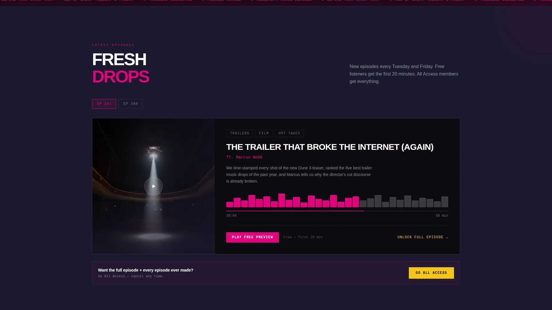 Pop Culture Podcast Landing Page Template