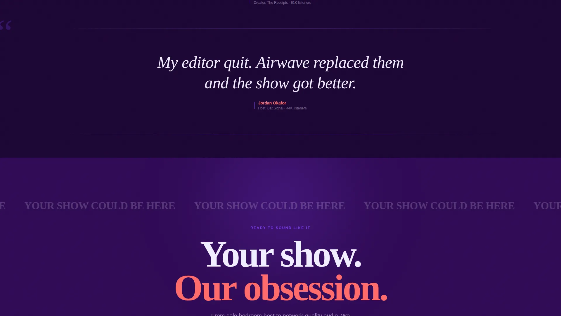 Bold Podcast Production Landing Page Template