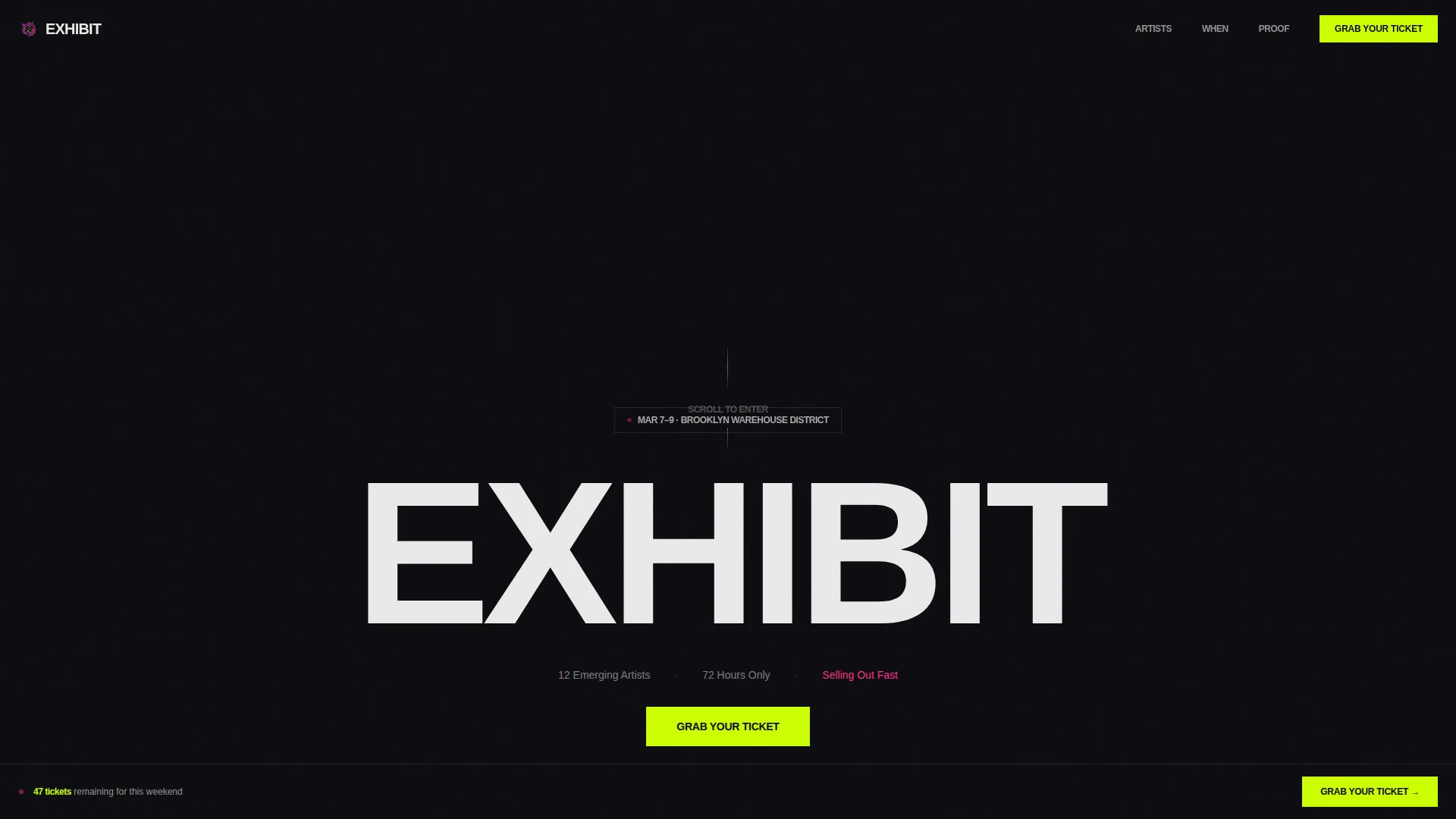 Immersive Pop-Up Art Exhibition Landing Page Template