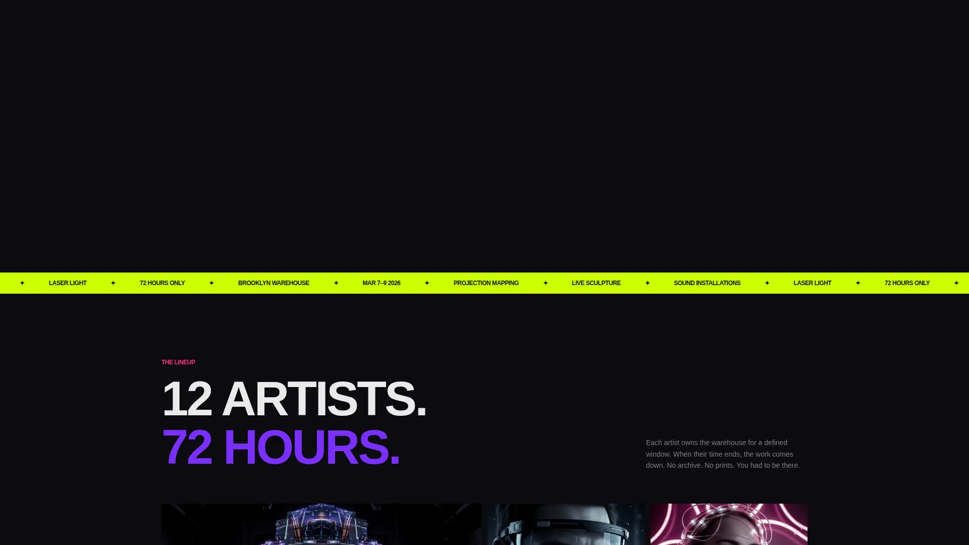 Immersive Pop-Up Art Exhibition Landing Page Template