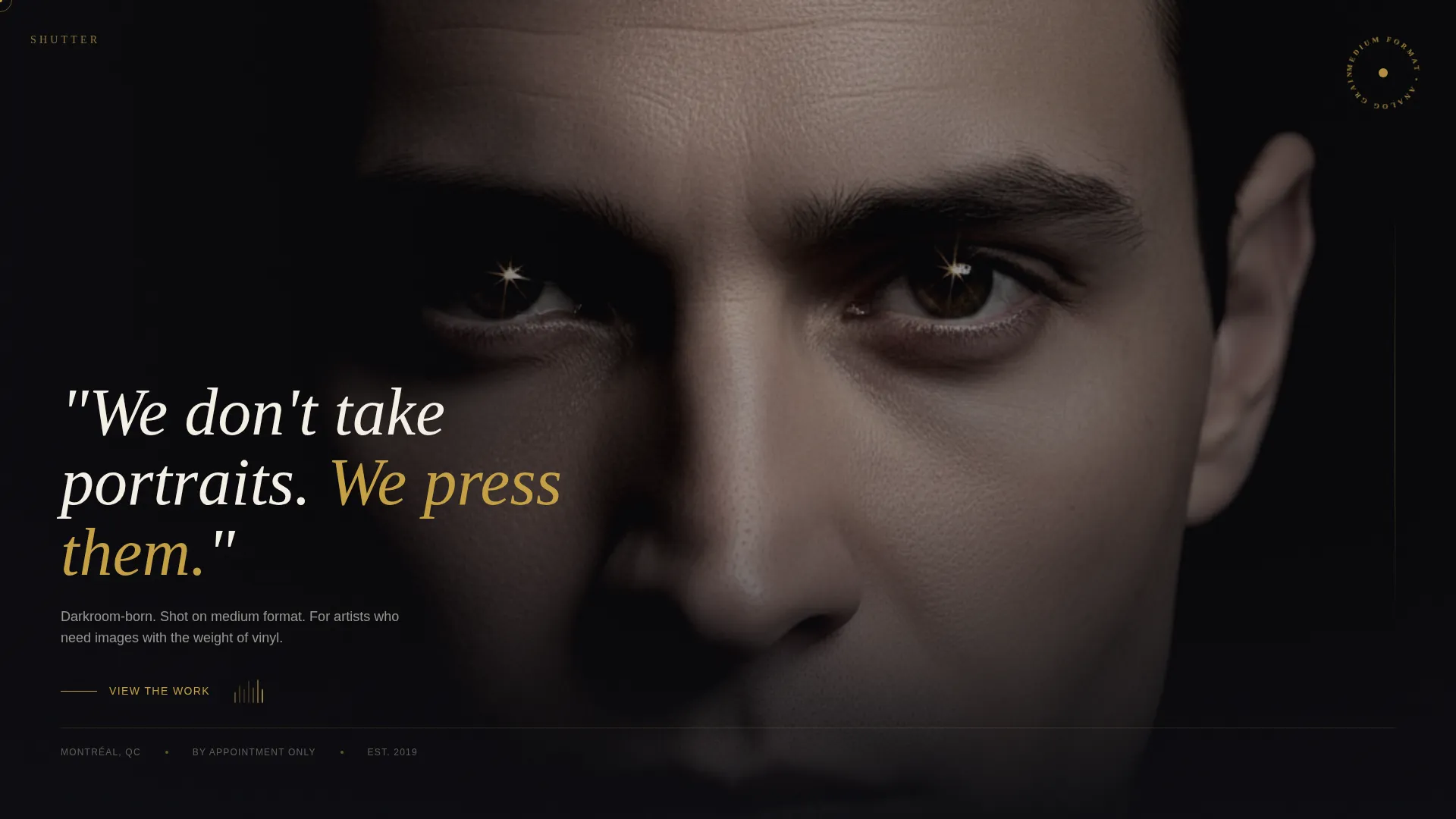 Cinematic Portrait Photography Landing Page Template
