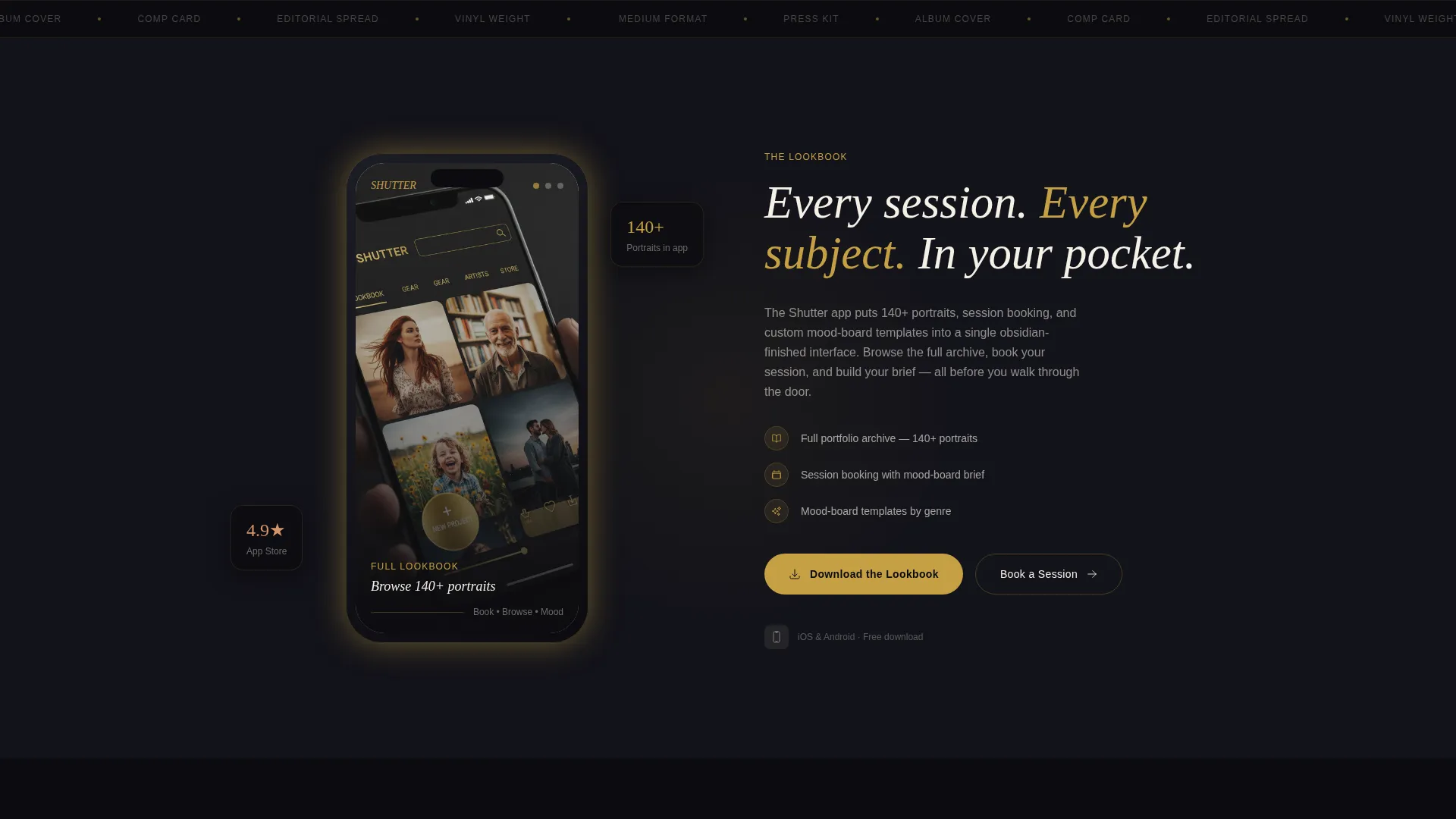 Cinematic Portrait Photography Landing Page Template