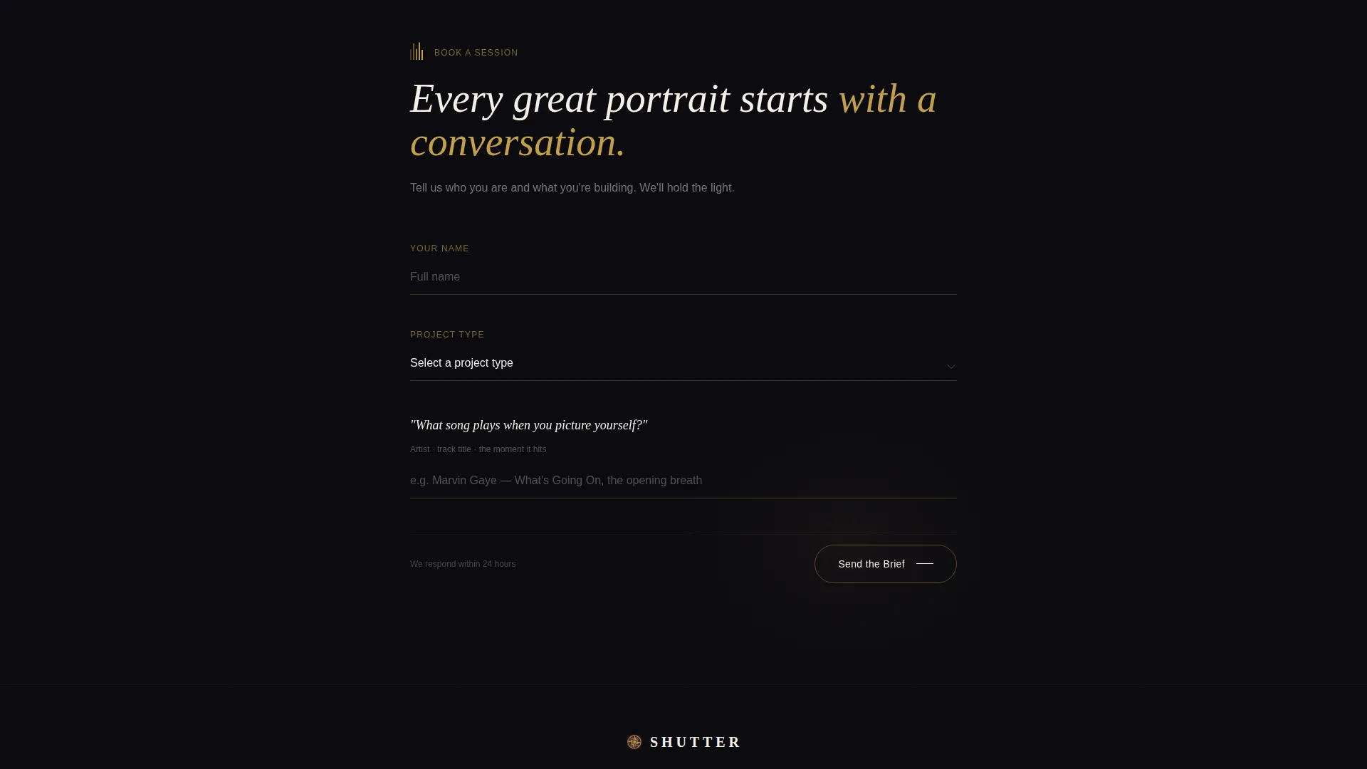 Cinematic Portrait Photography Landing Page Template