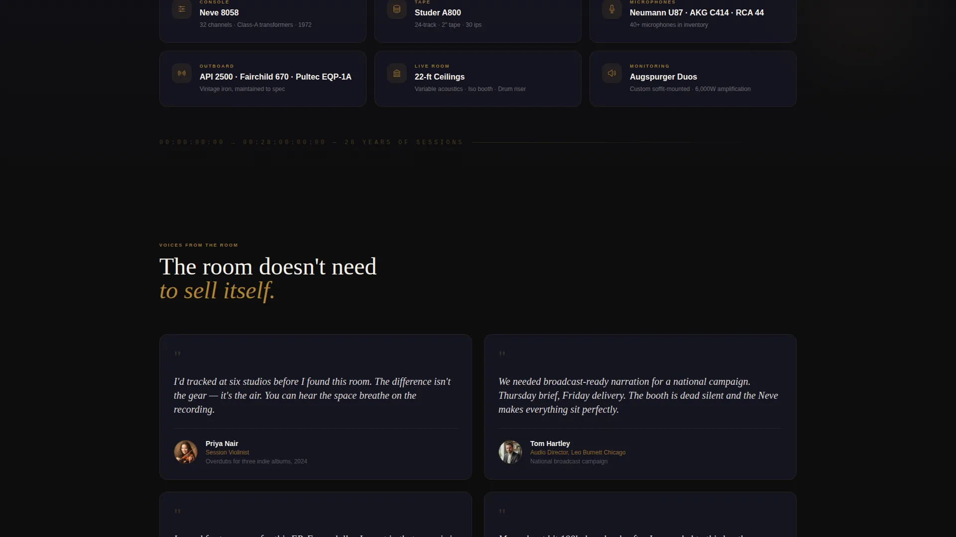 Cinematic Recording Studio Landing Page Template