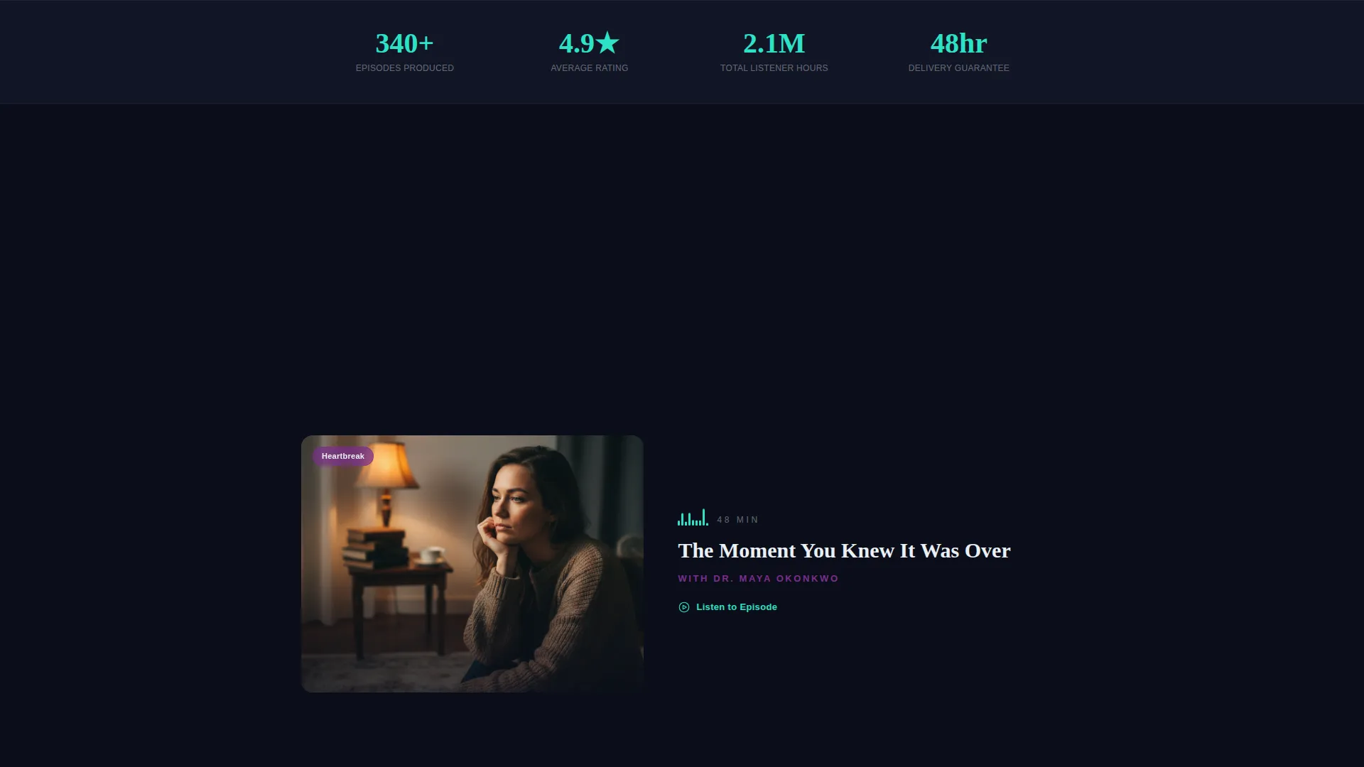 Relationship & Dating Podcast Production Landing Page