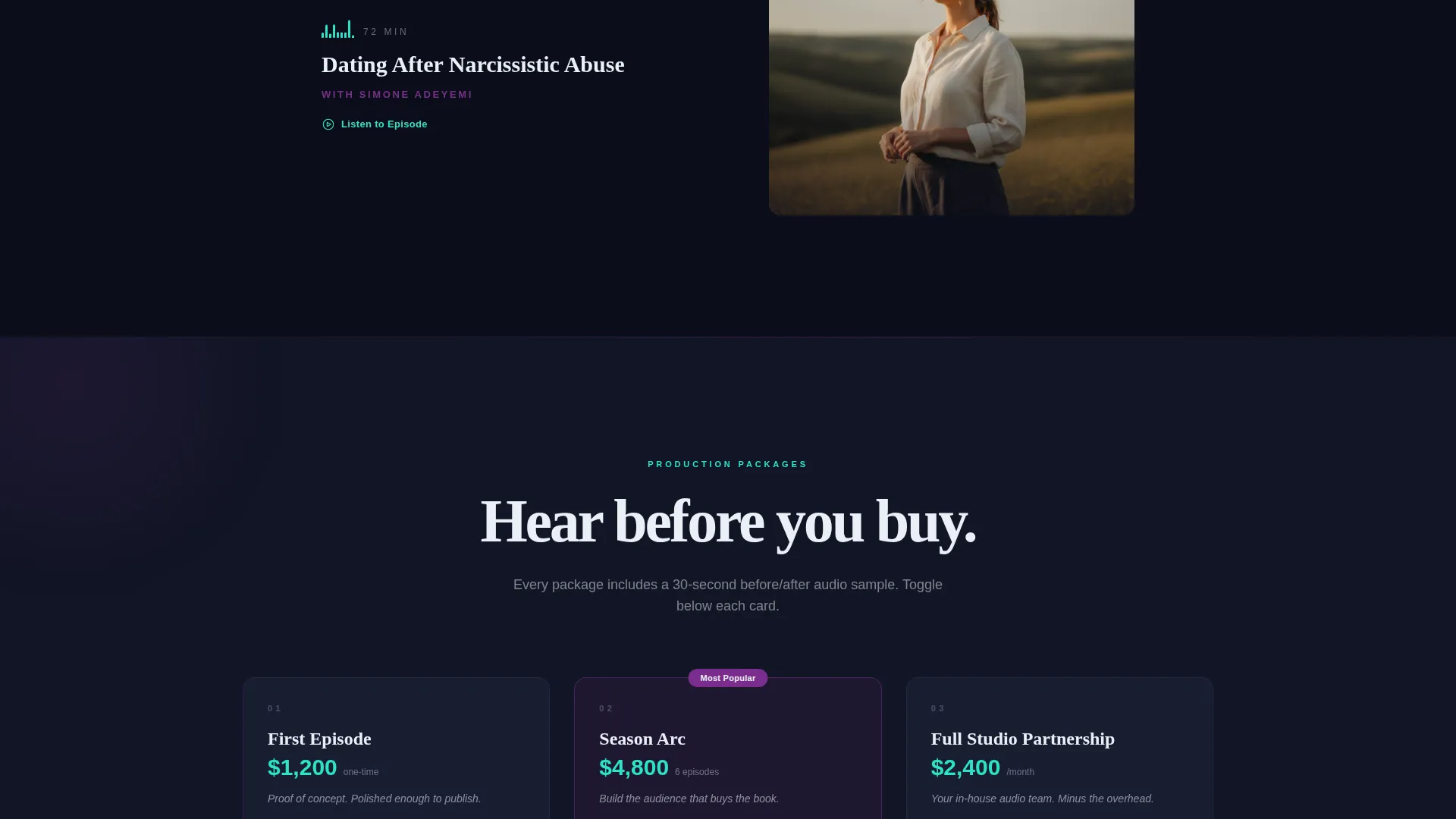 Relationship & Dating Podcast Production Landing Page