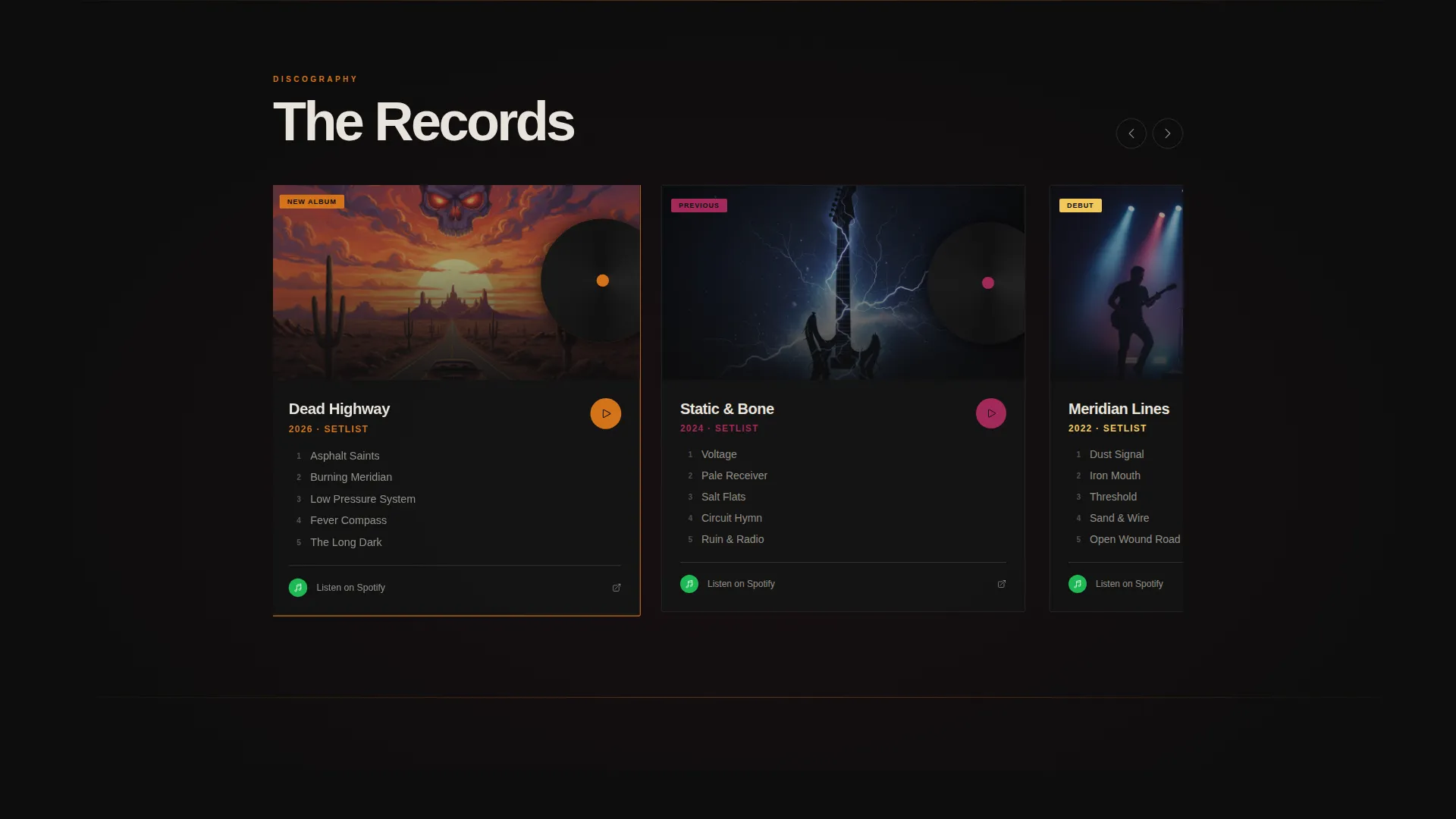 Rock & Pop Band Landing Page Template