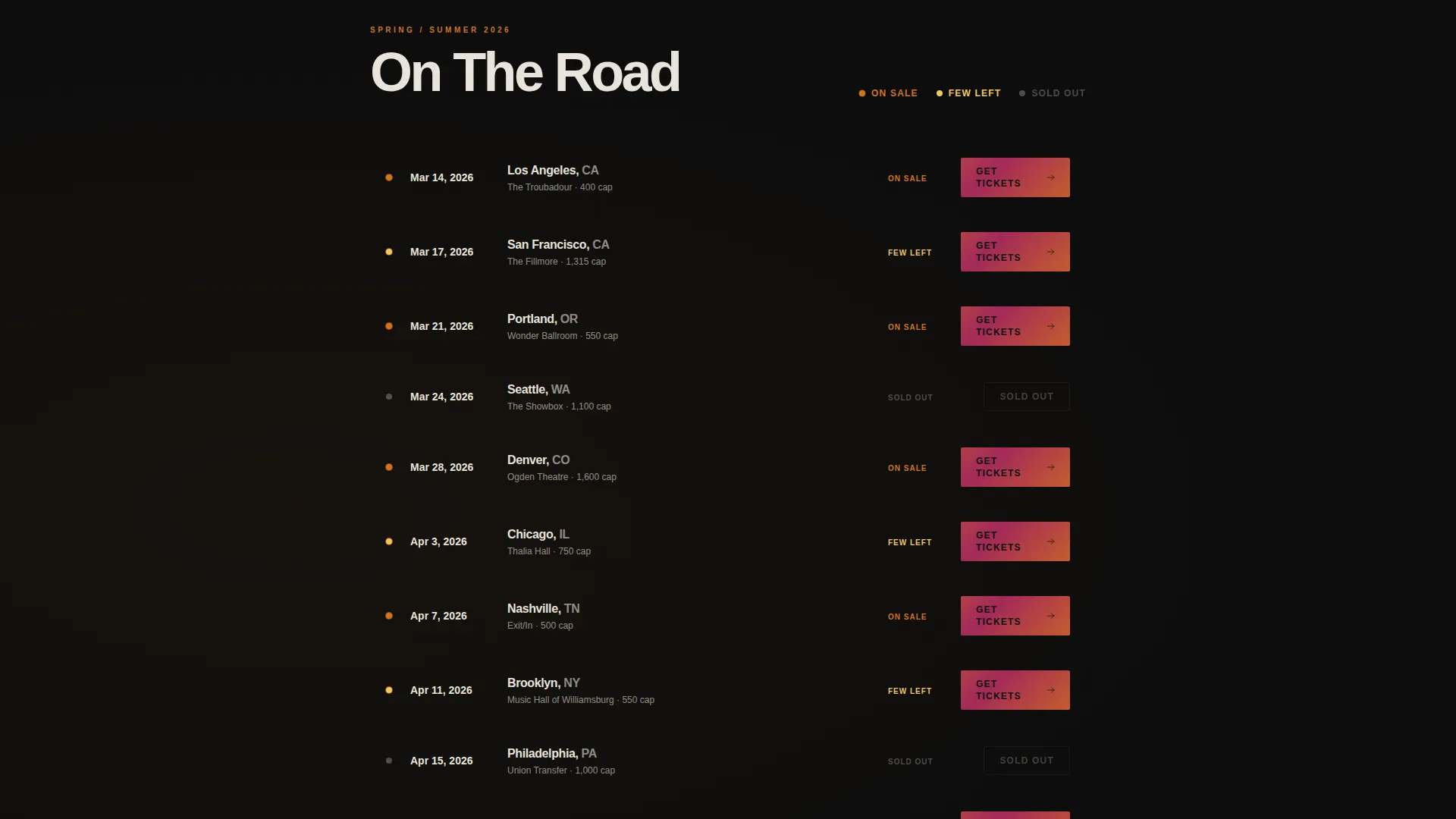 Rock & Pop Band Landing Page Template