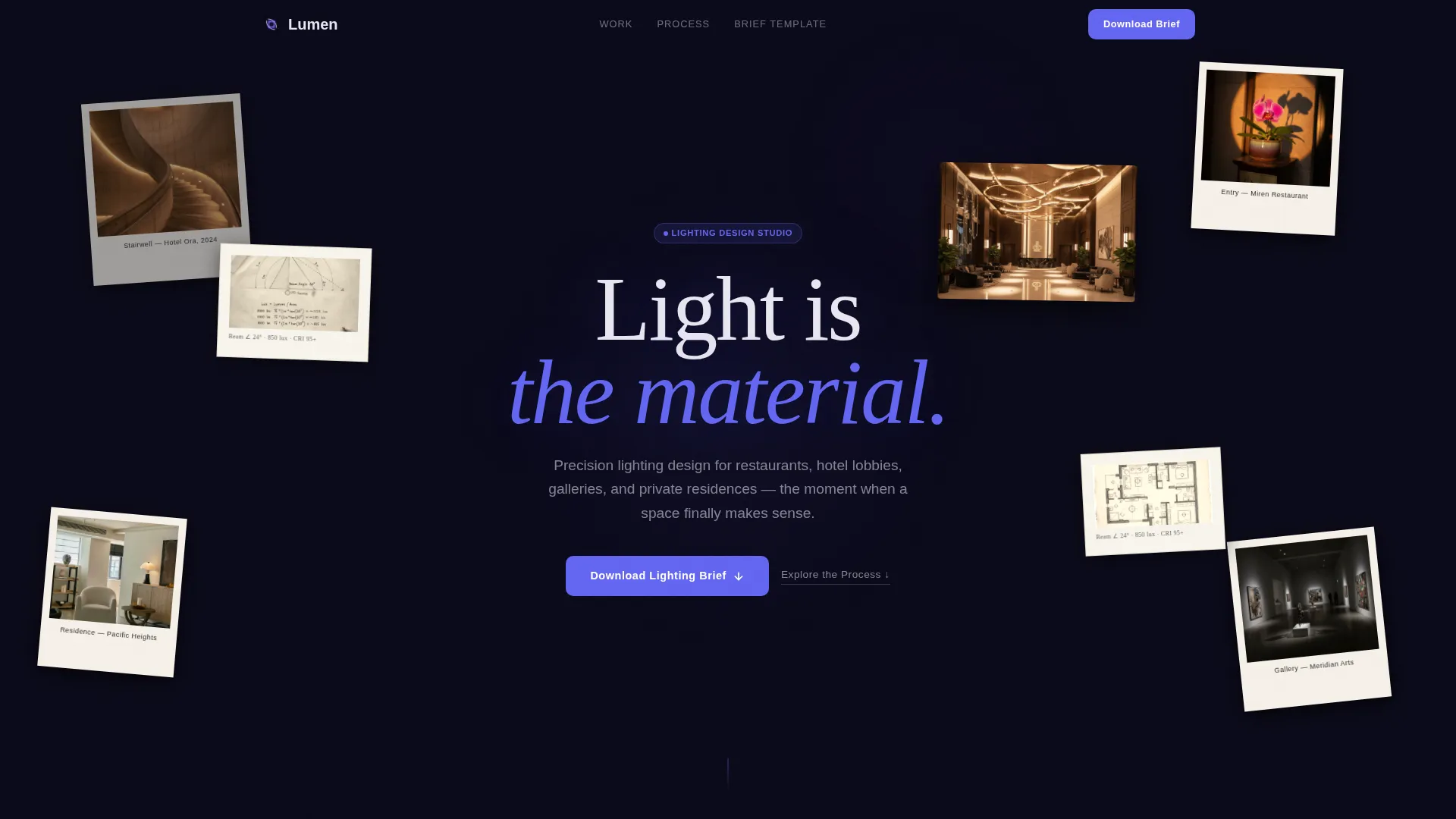 Lighting Designer Portfolio Landing Page Template