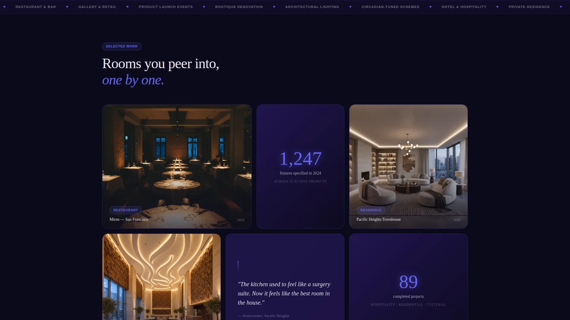 Lighting Designer Portfolio Landing Page Template