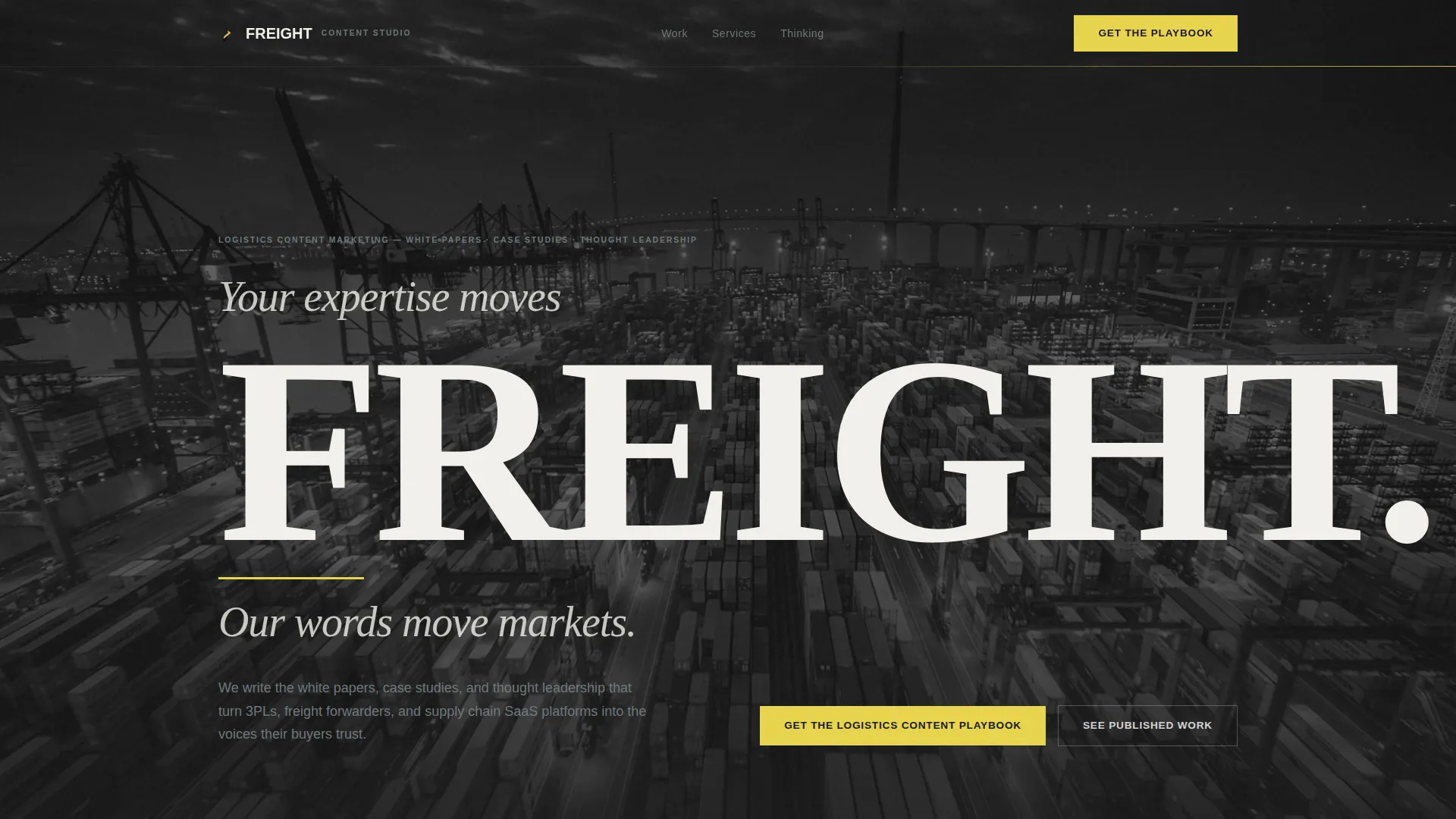 Logistics Content Marketing Agency Landing Page Template