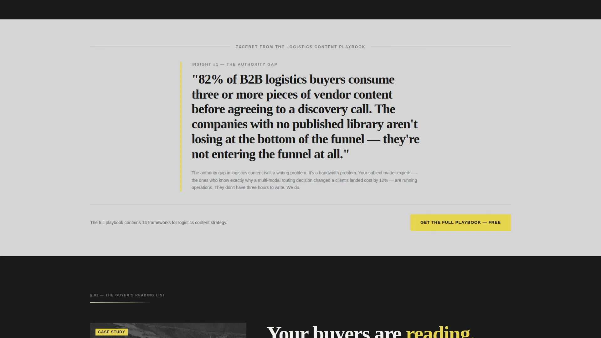 Logistics Content Marketing Agency Landing Page Template