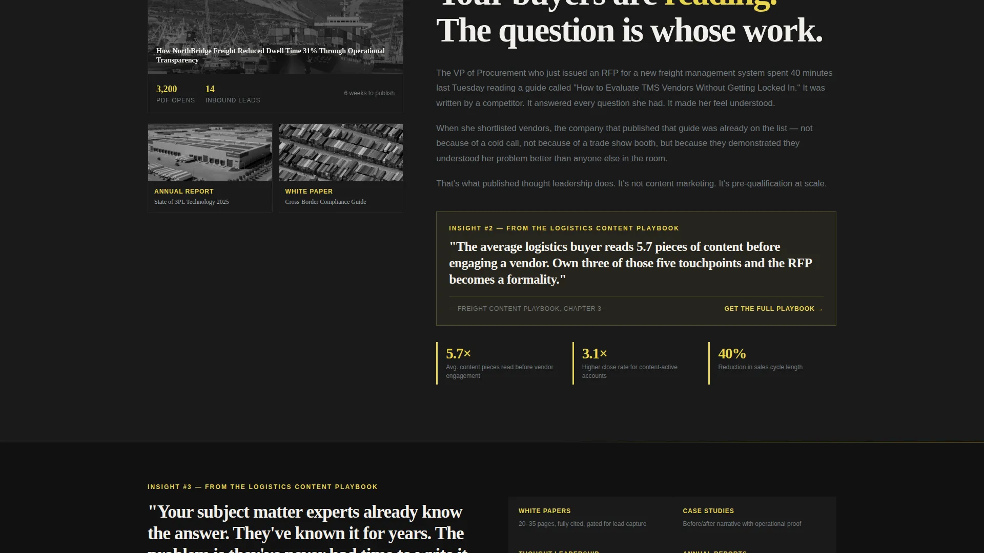 Logistics Content Marketing Agency Landing Page Template