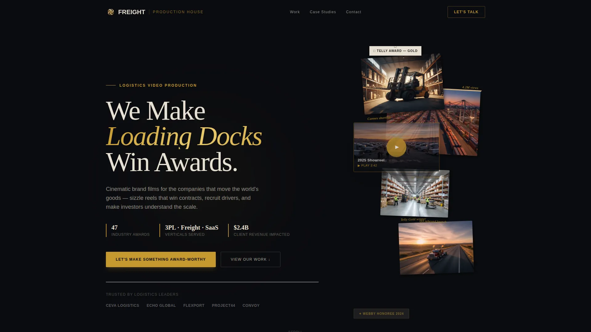 Cinematic Logistics Agency Landing Page Template