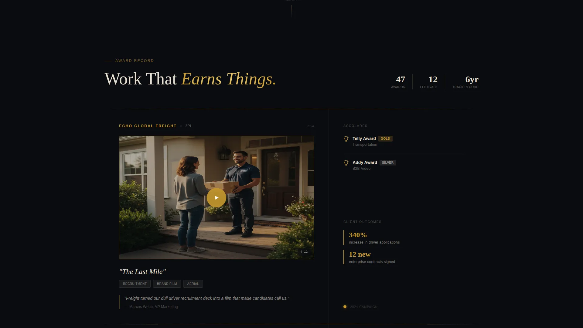 Cinematic Logistics Agency Landing Page Template