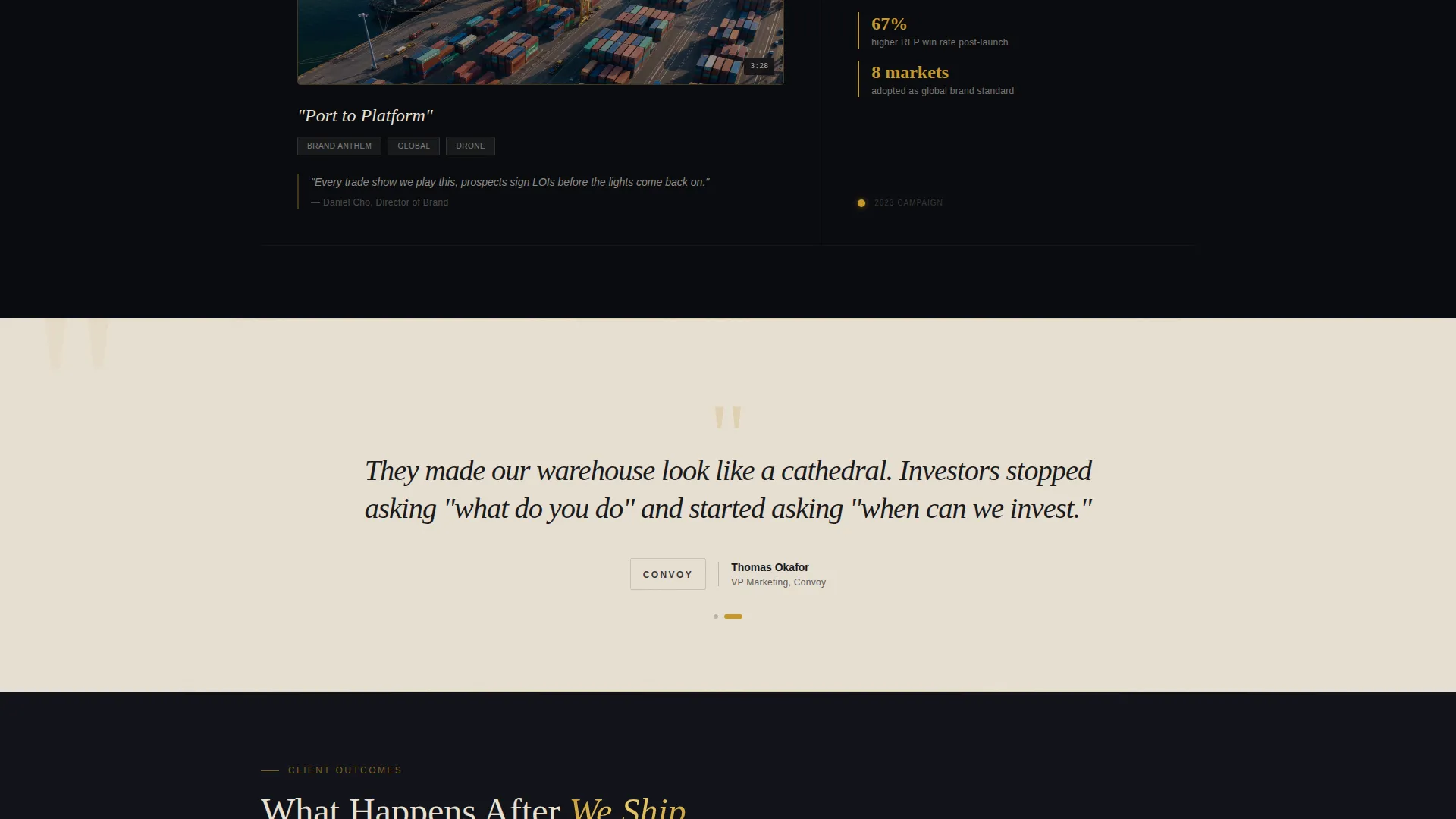 Cinematic Logistics Agency Landing Page Template