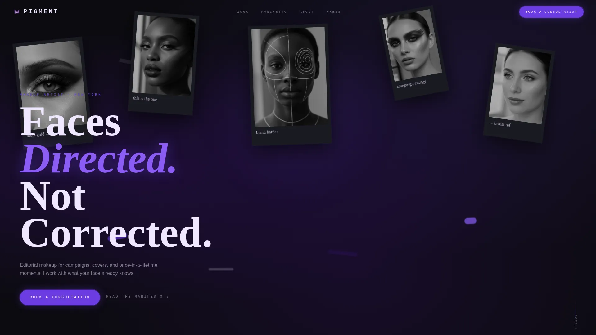 Immersive Makeup Artist Portfolio Landing Page