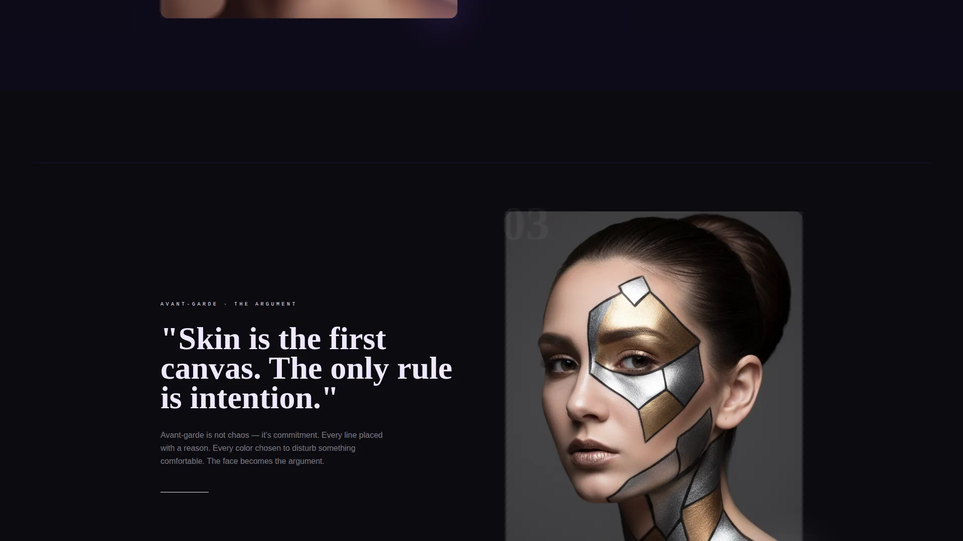 Immersive Makeup Artist Portfolio Landing Page