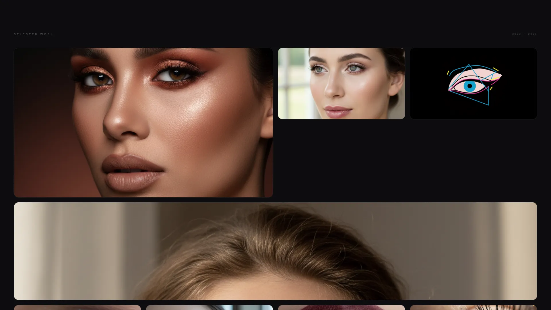 Cinematic Makeup Artist Bento Grid Landing Page