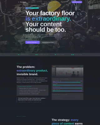 Manufacturing Content Marketing Agency Landing Page