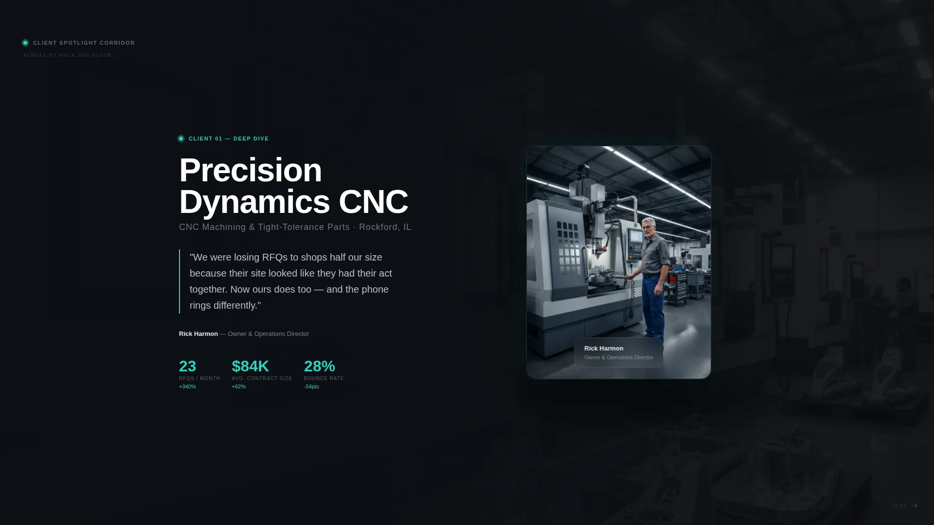 Precision Manufacturing Agency Landing Page Template