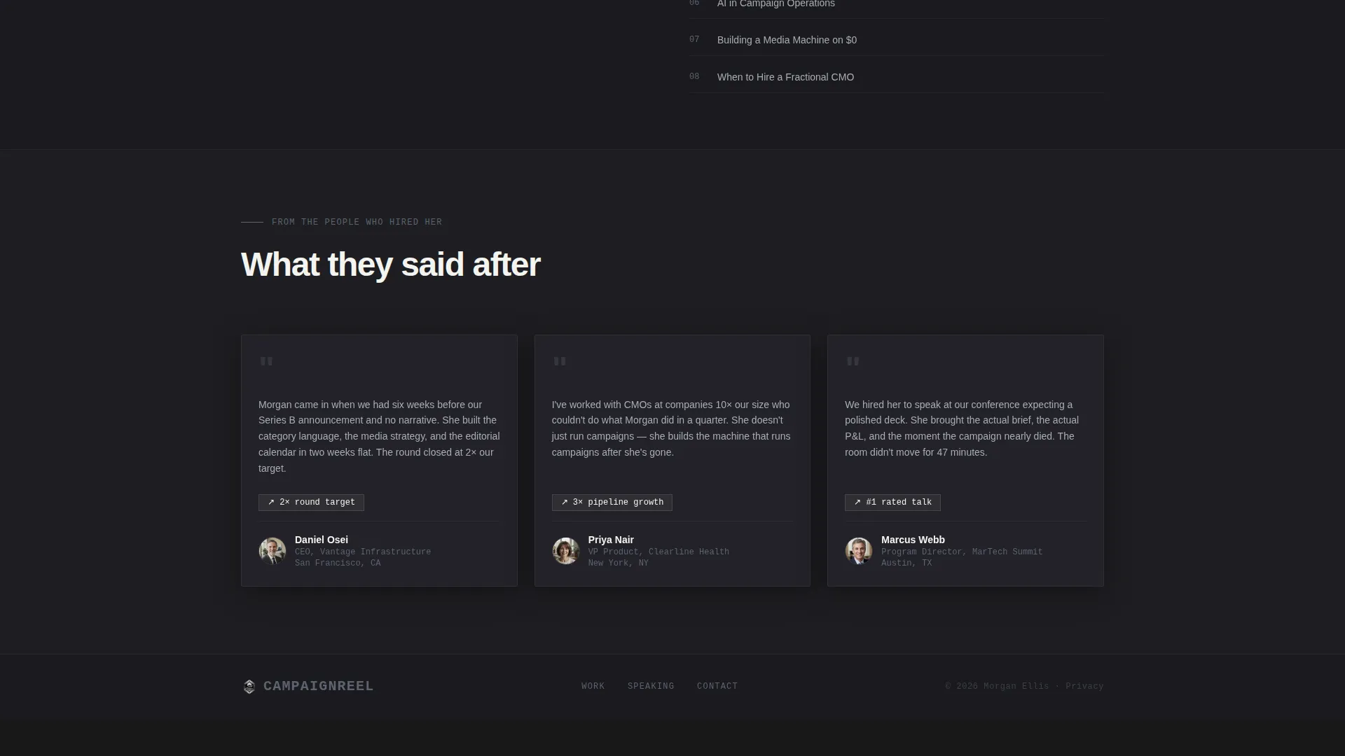 Marketing Manager Personal Brand Landing Page