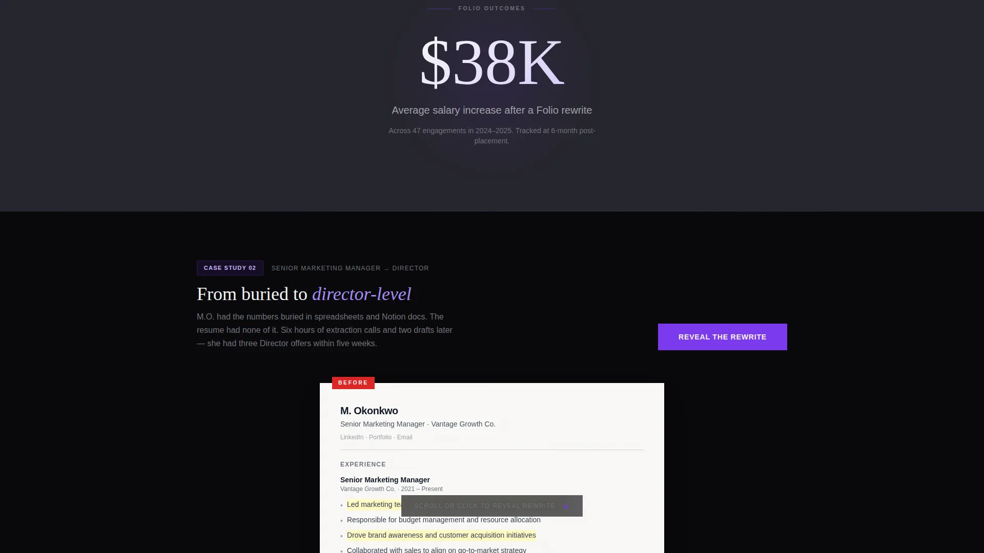Marketing Manager Resume Service Landing Page