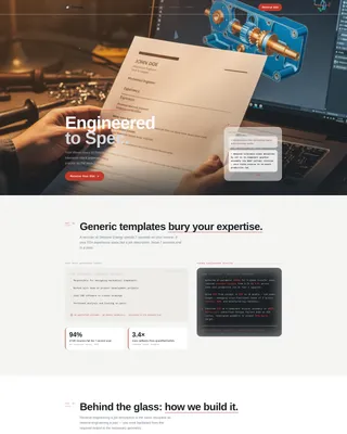 Specialist Mechanical Engineer Profile Pre-Launch & Coming Soon Website Template