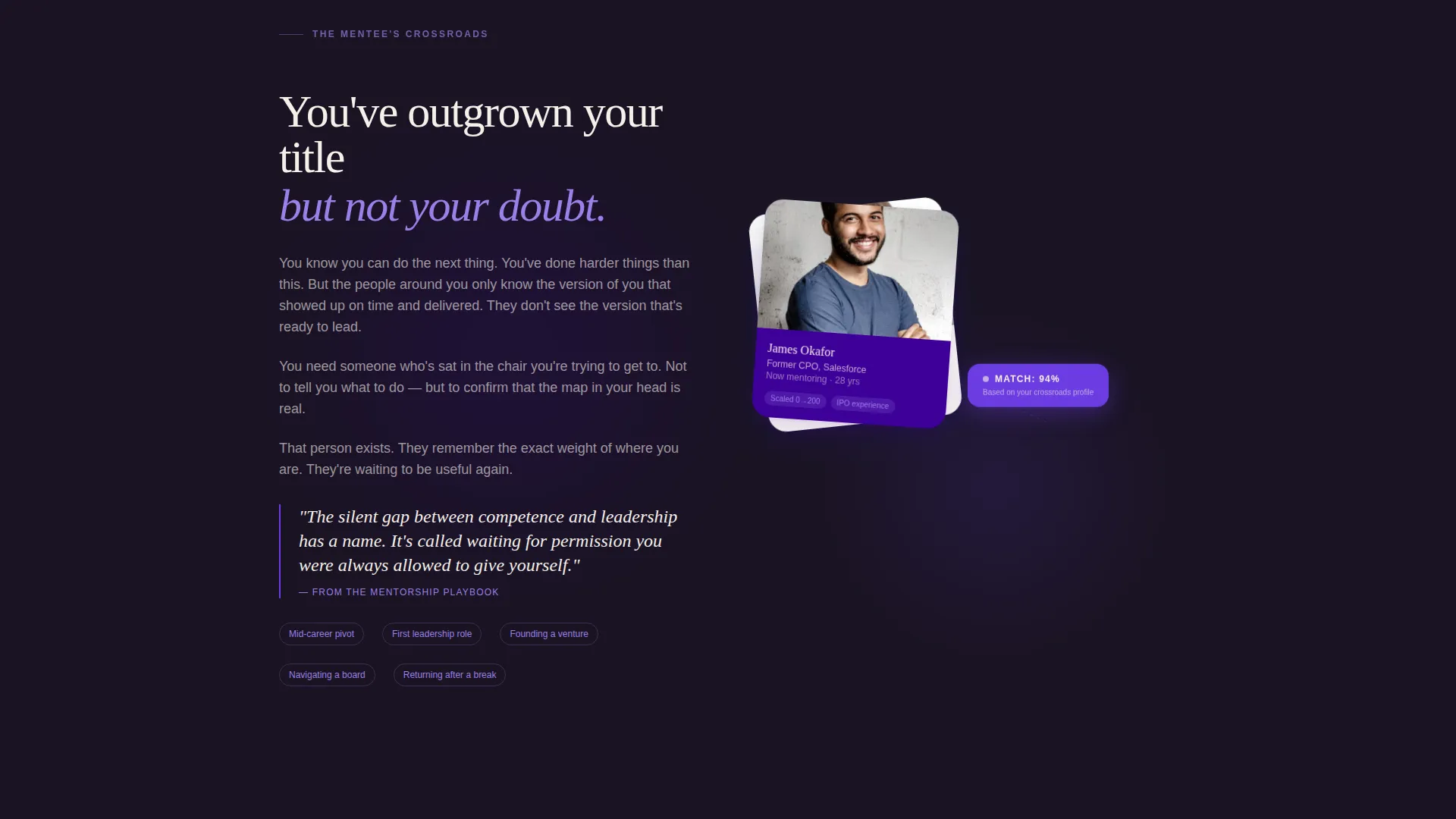 Mentorship Matching Profile Landing Page Template