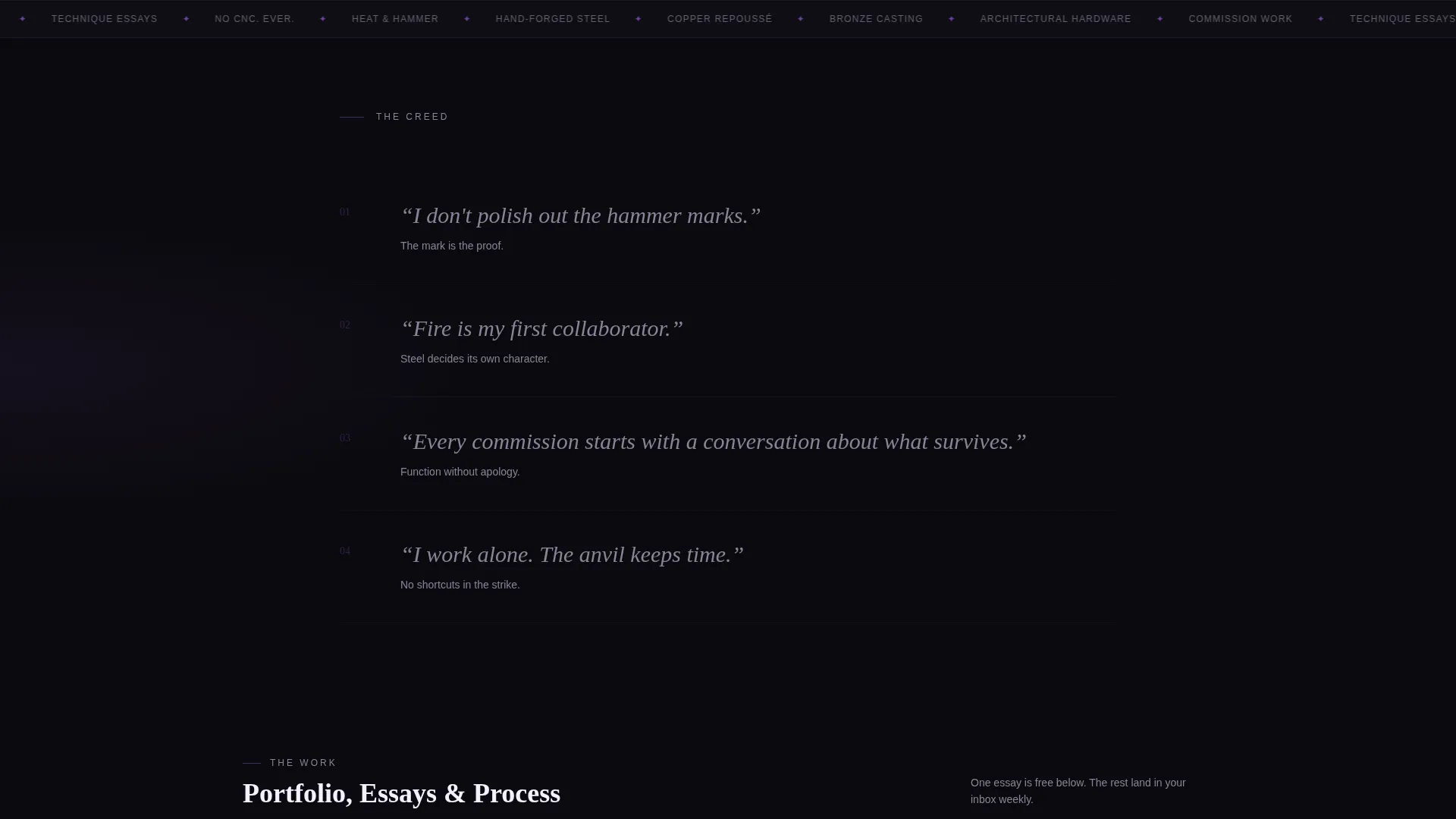 Bold Metalsmith Blog & Portfolio Landing Page