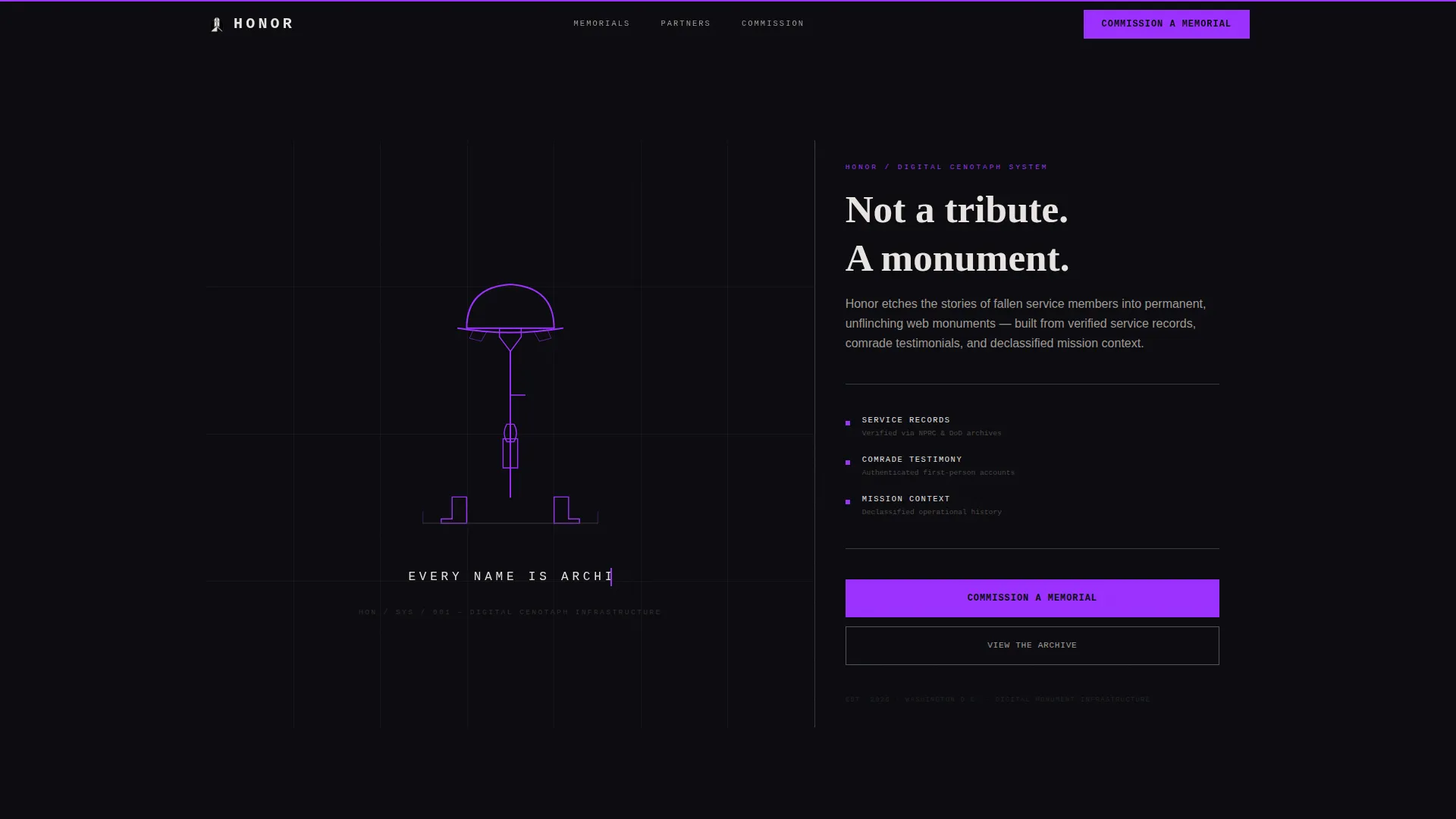 Memorial Landing Page Template, Bold Brutalist Design