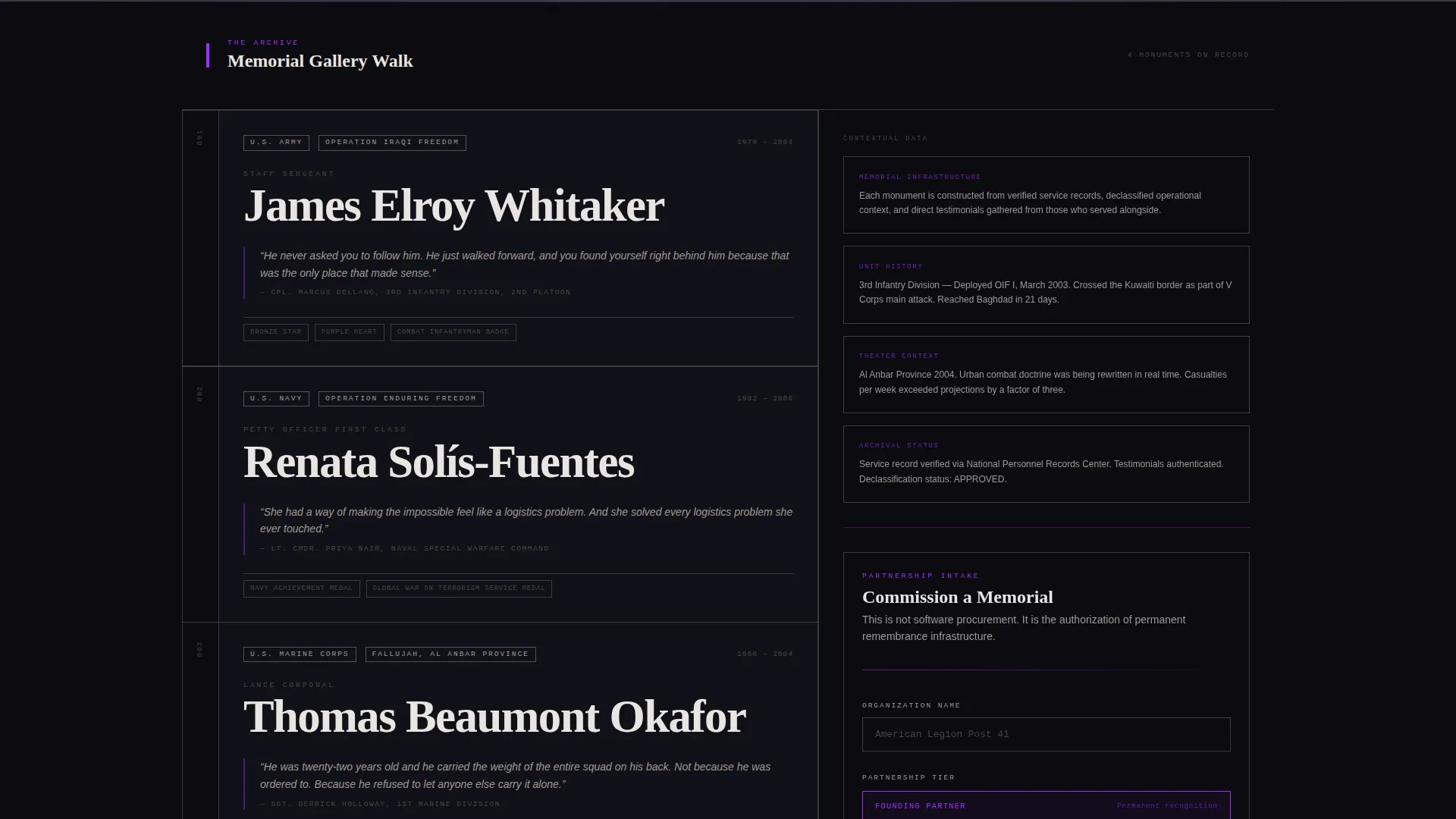 Memorial Landing Page Template, Bold Brutalist Design