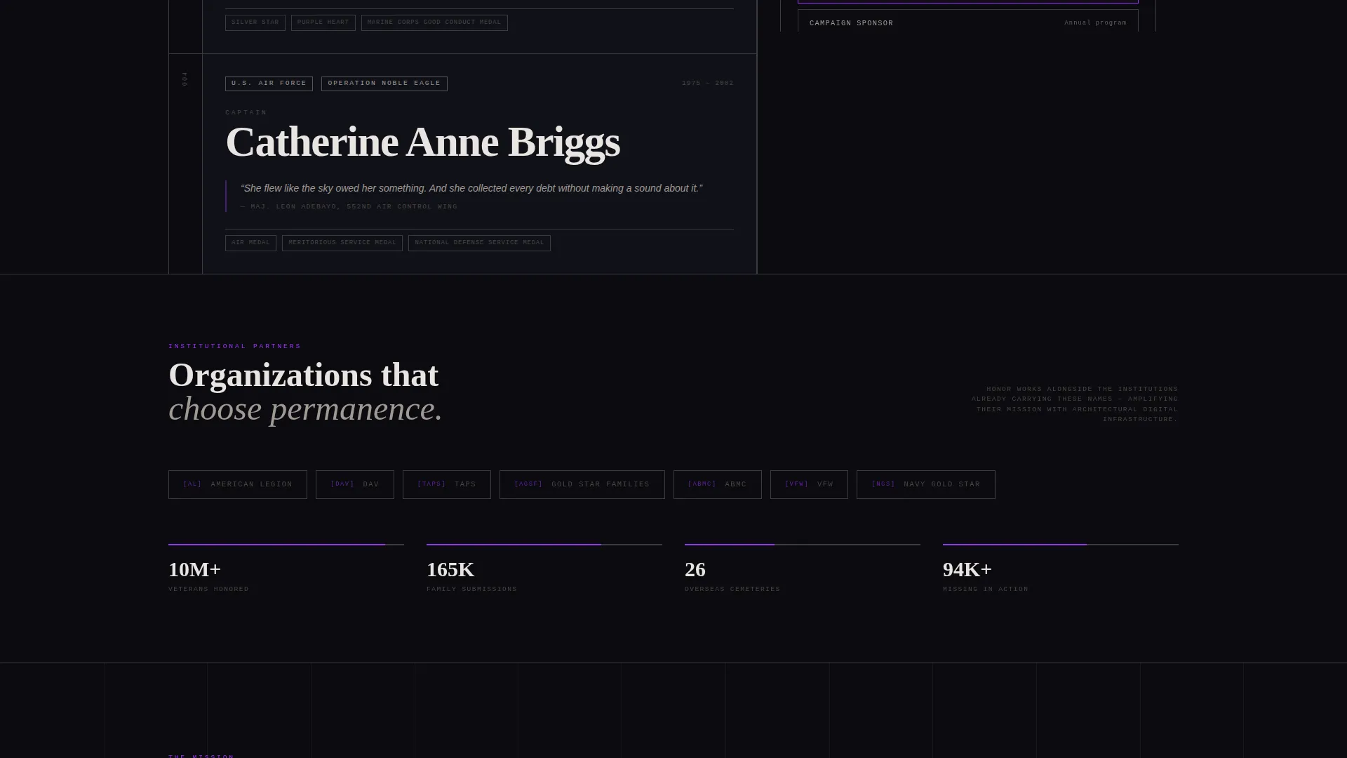 Memorial Landing Page Template, Bold Brutalist Design
