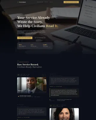 Military to Civilian Cover Letter Landing Page