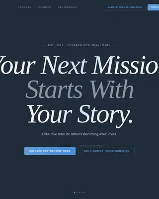 Military to Civilian Executive Bio Landing Page Template