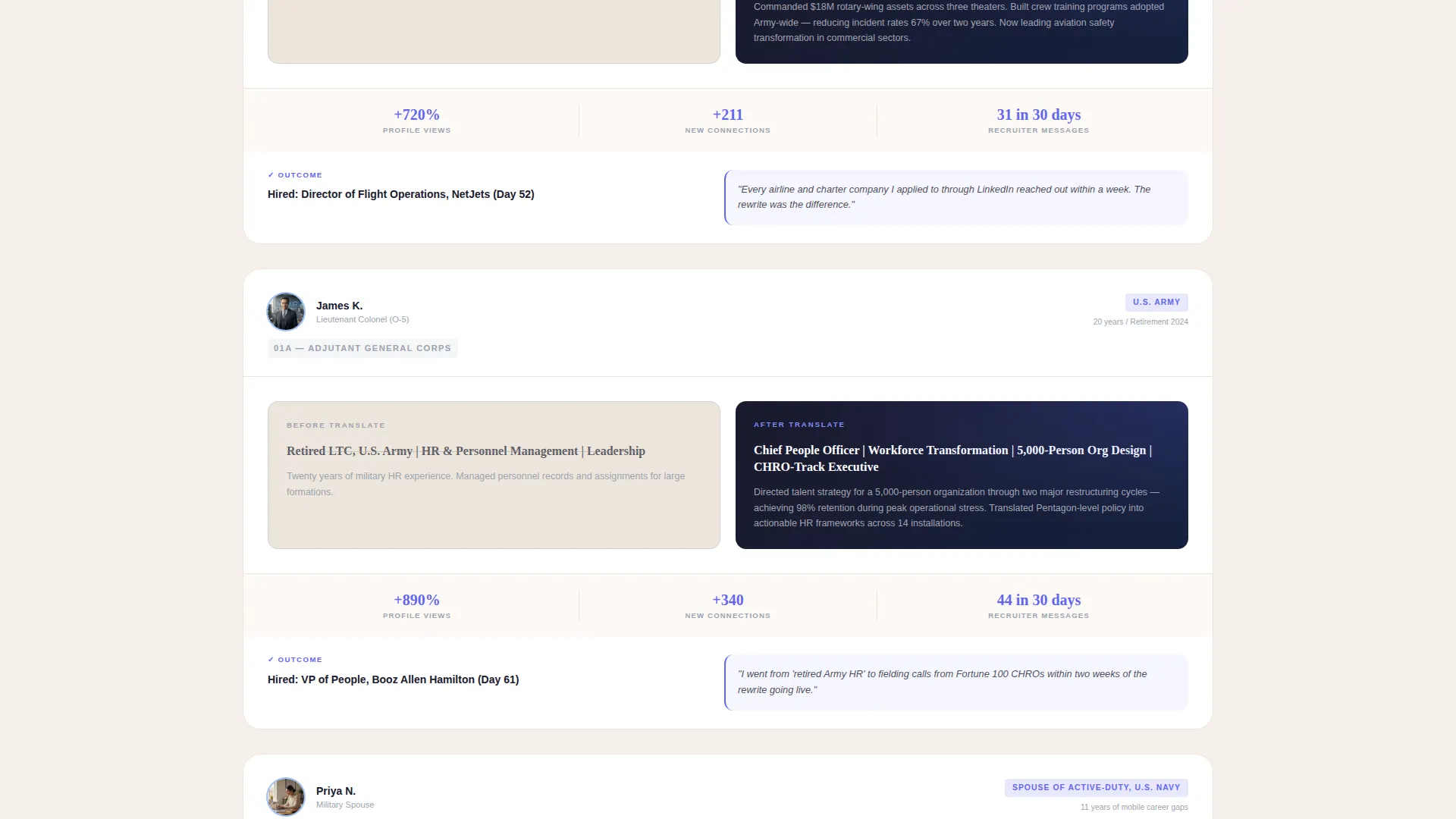 Military to Civilian Career Professional Website Template