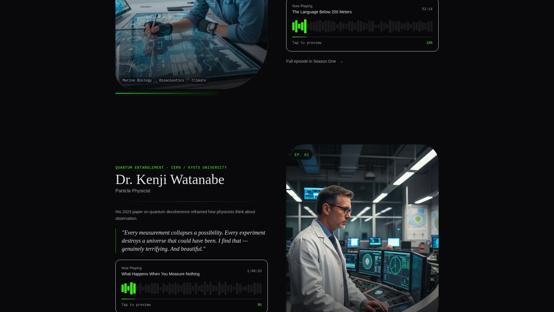 Cinematic Science Podcast Landing Page Template